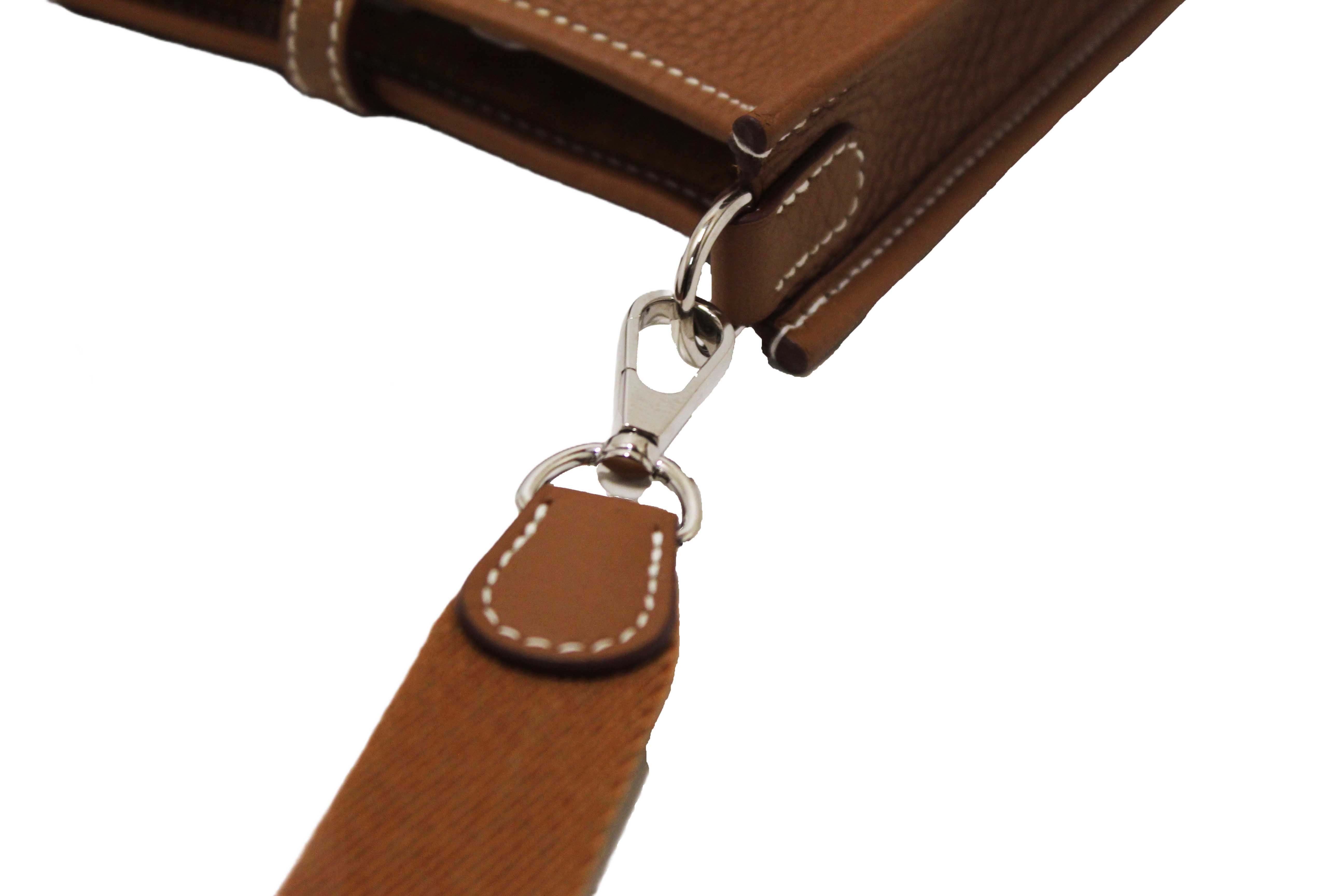 Authentic Hermes Brown Clemence Leather Evelyne 16 Amazone Bag