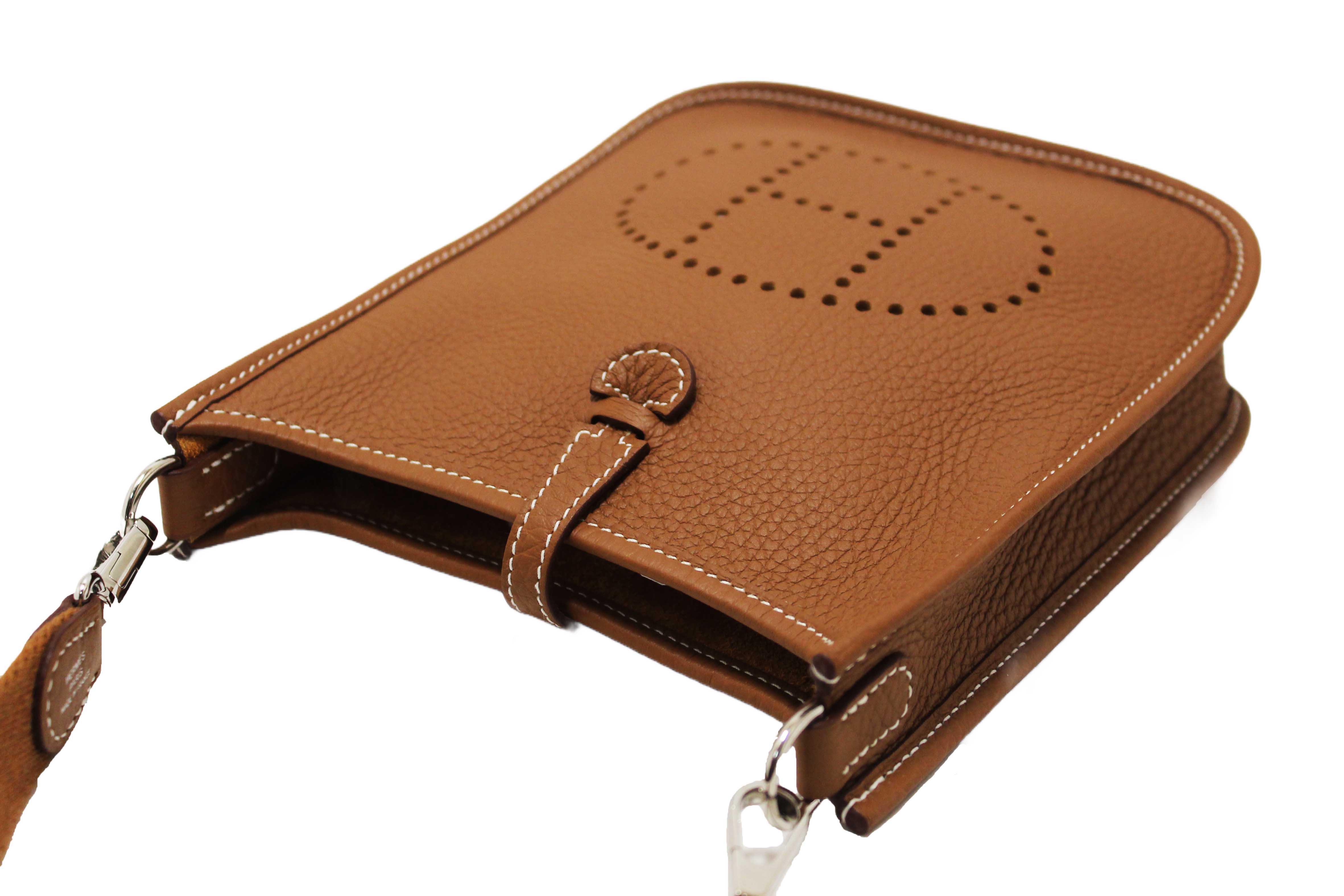 Authentic Hermes Brown Clemence Leather Evelyne 16 Amazone Bag