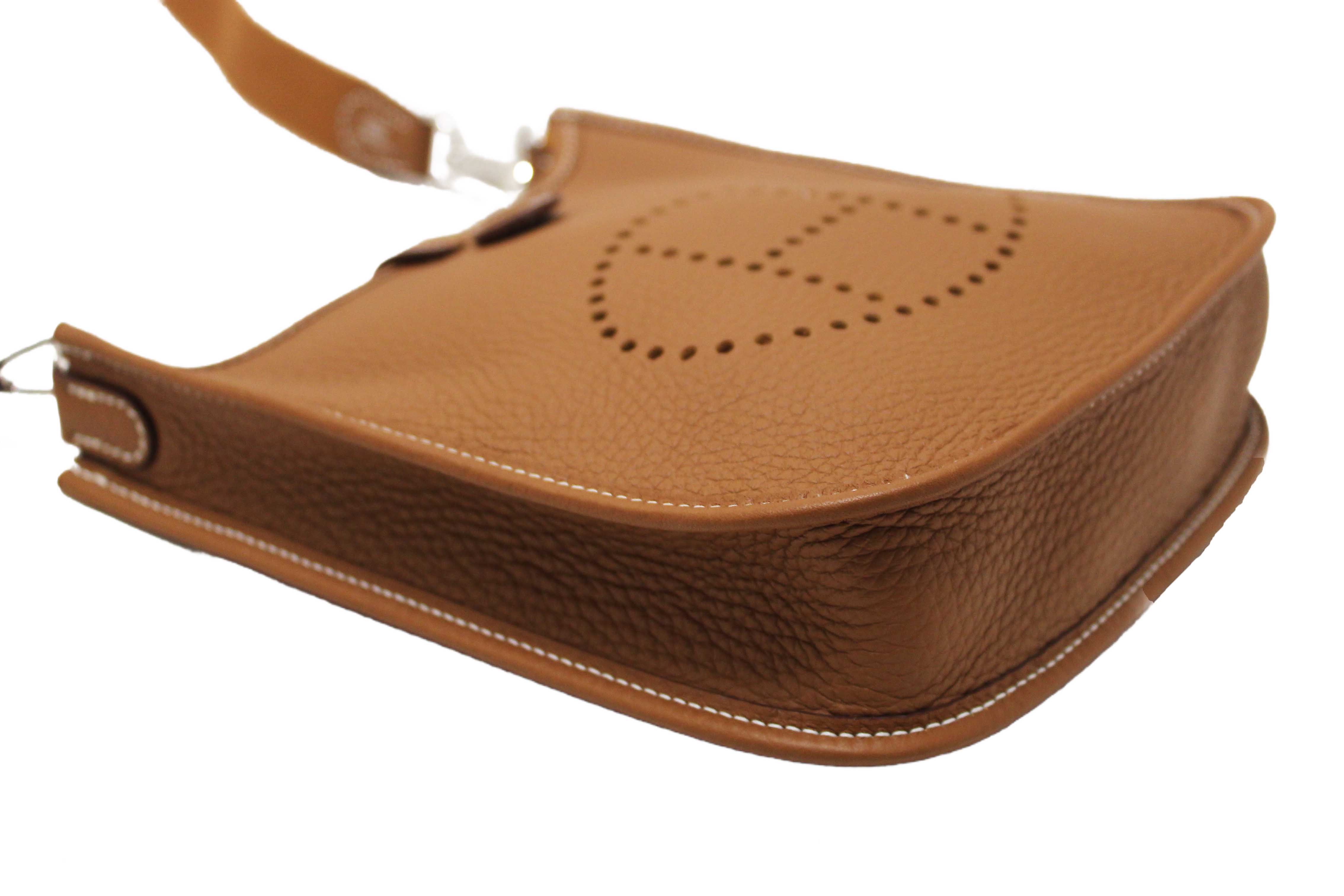 Authentic Hermes Brown Clemence Leather Evelyne 16 Amazone Bag