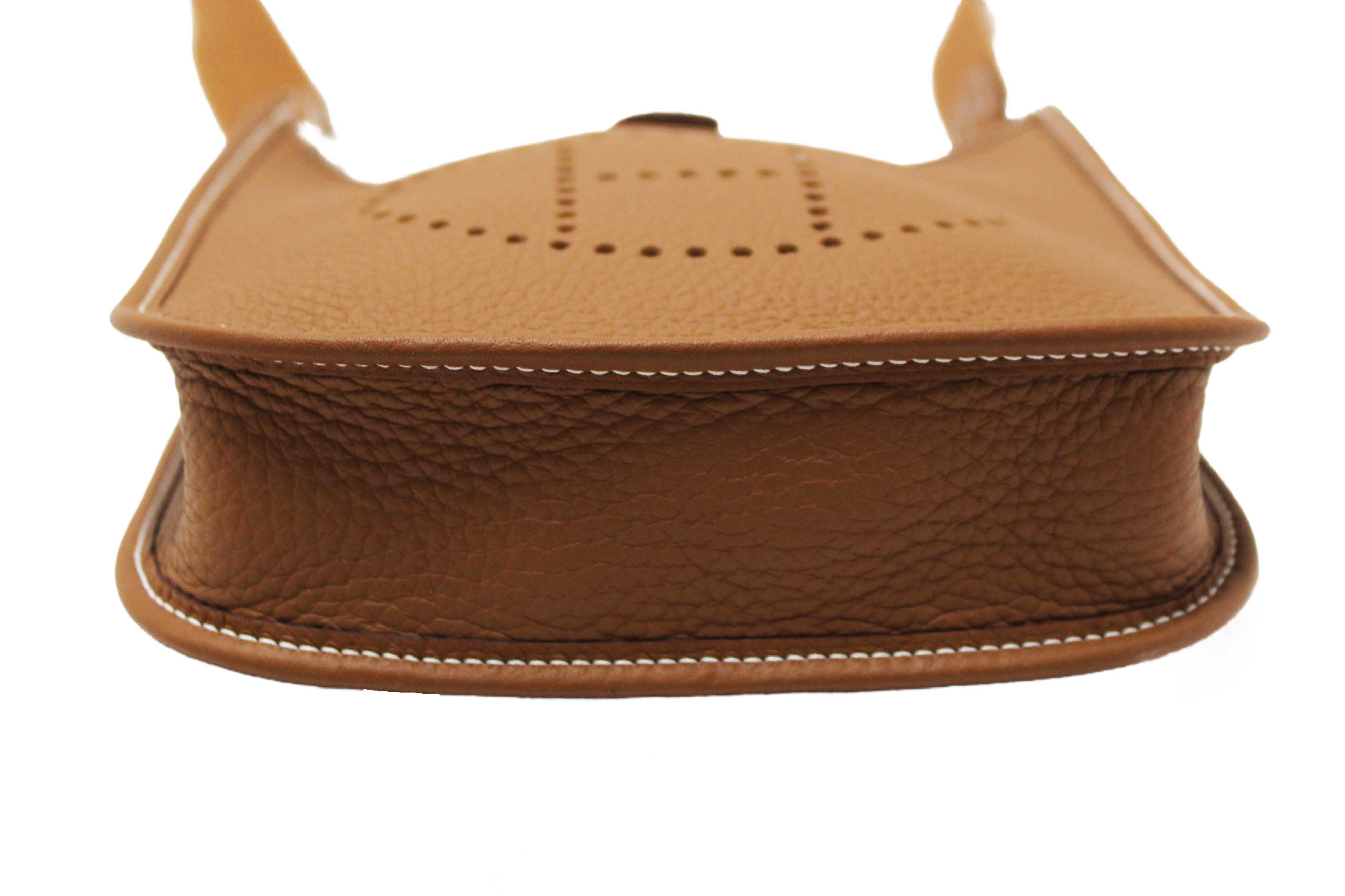 Authentic Hermes Brown Clemence Leather Evelyne 16 Amazone Bag