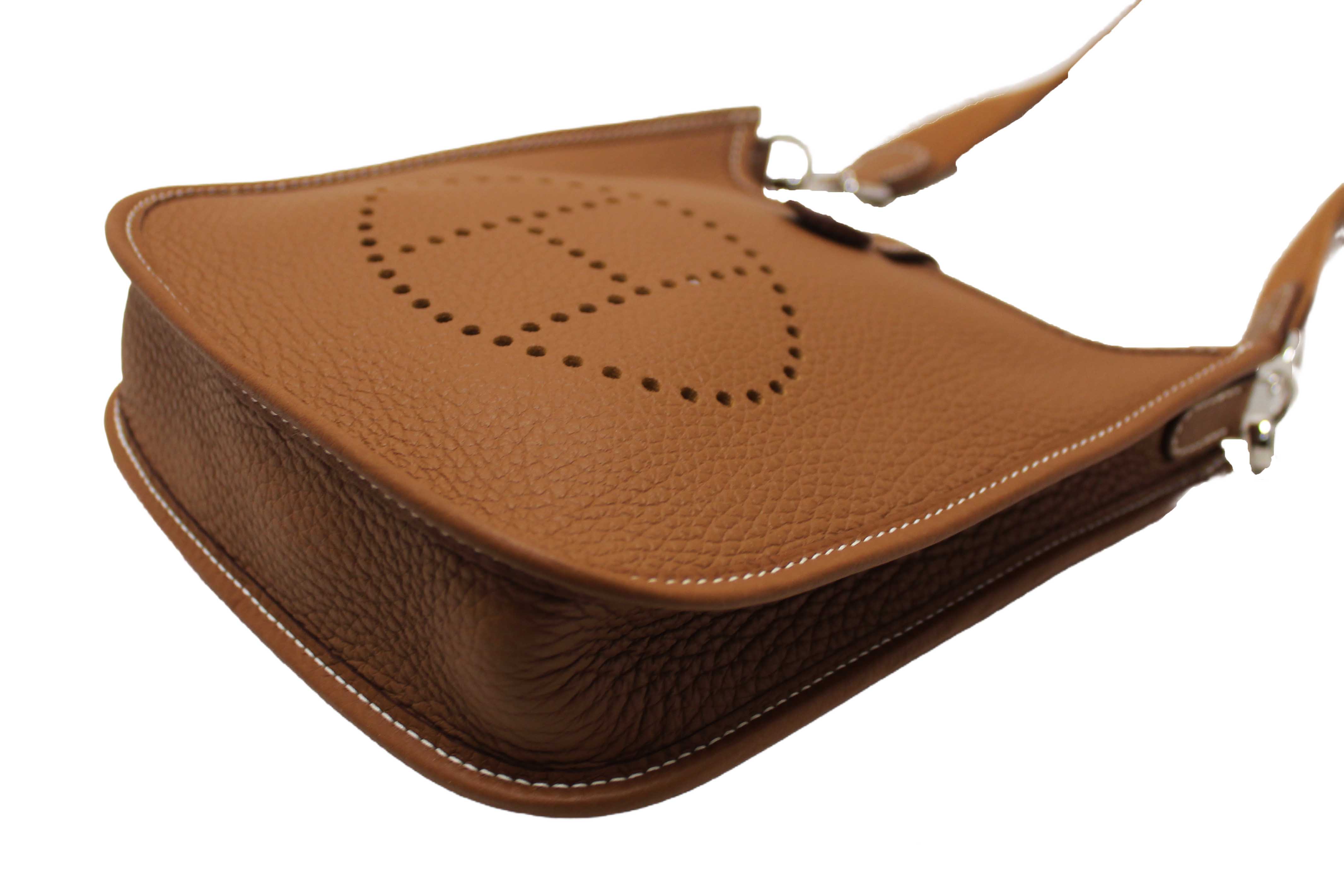 Authentic Hermes Brown Clemence Leather Evelyne 16 Amazone Bag