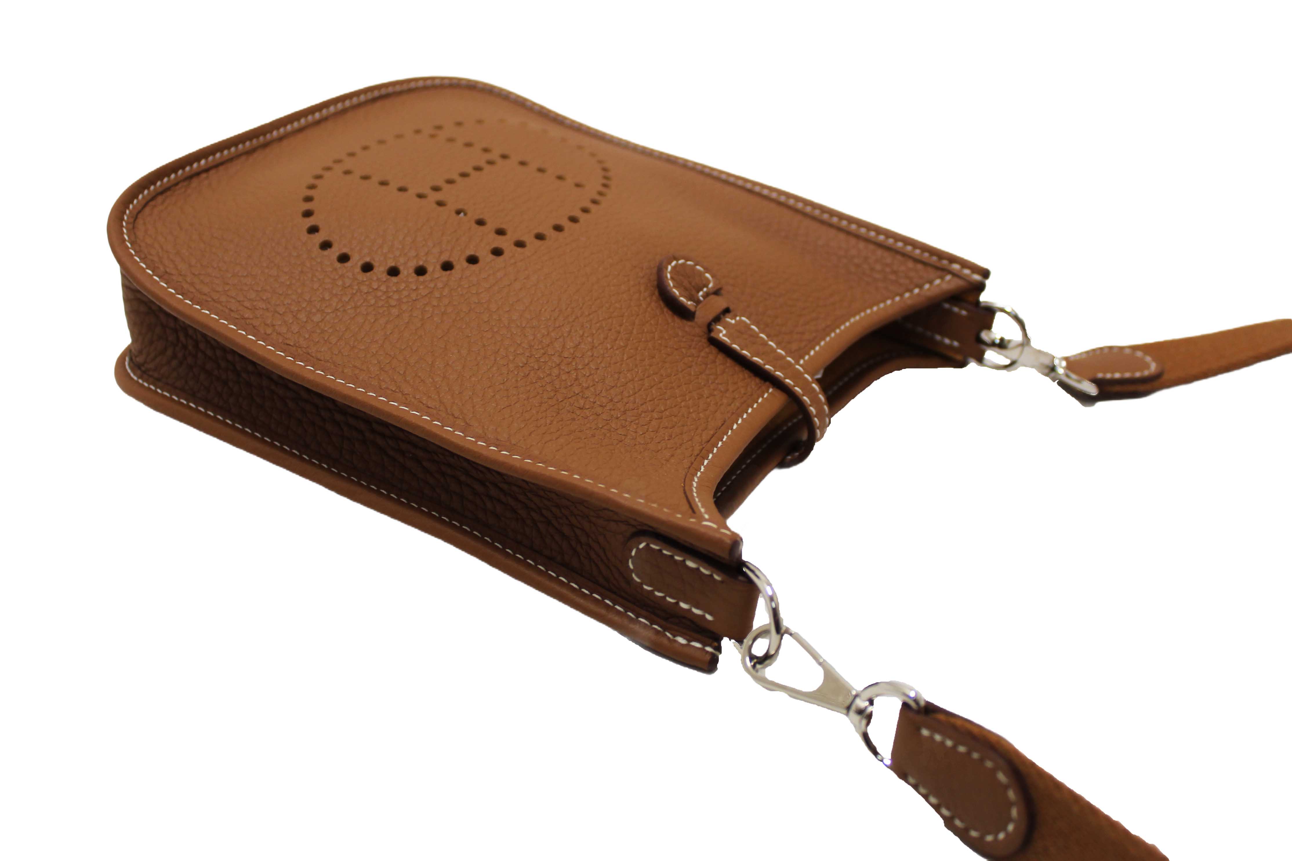 Authentic Hermes Brown Clemence Leather Evelyne 16 Amazone Bag