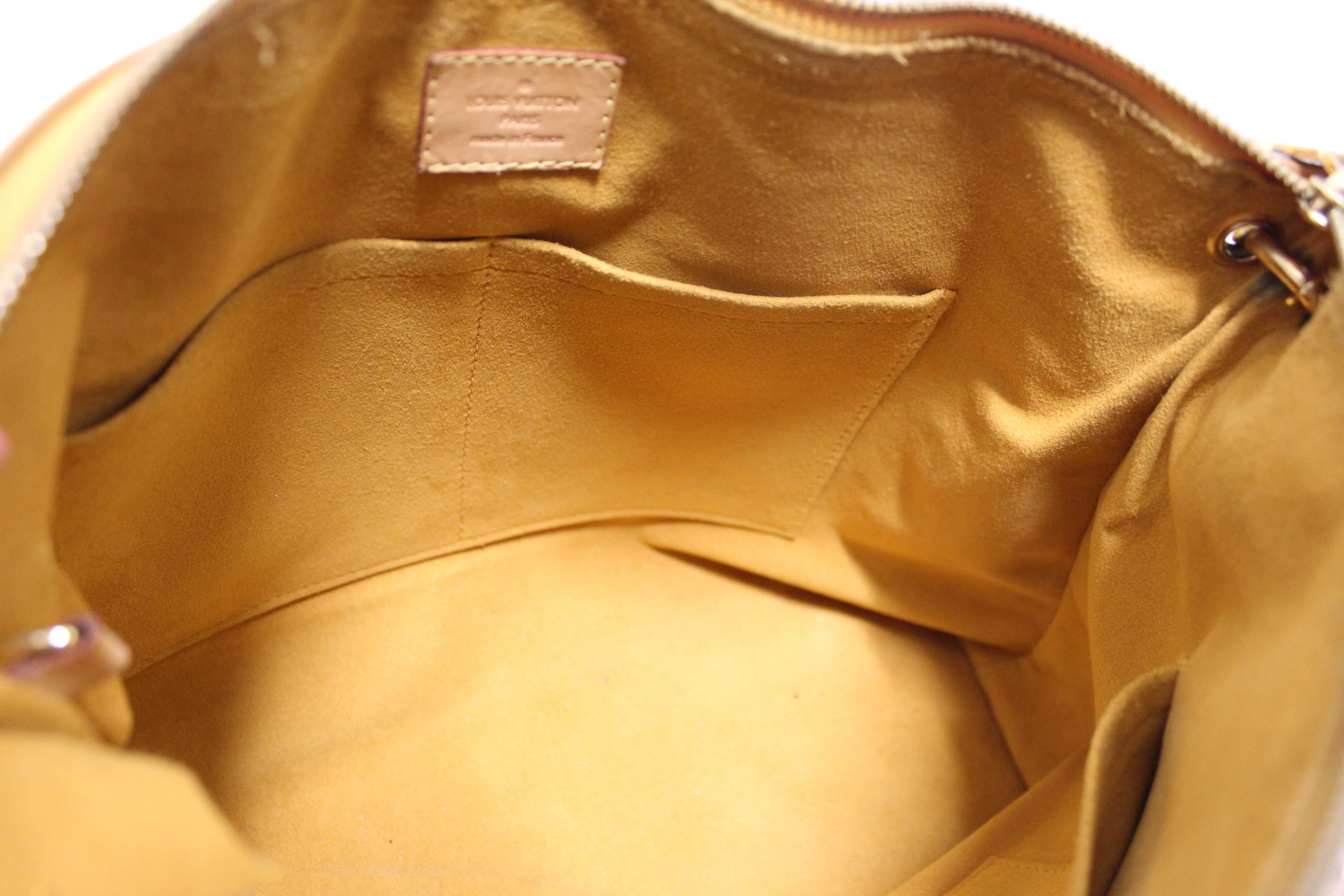 Authentic Louis Vuitton Classic Monogram with Safran Leather Pallas MM Handbag