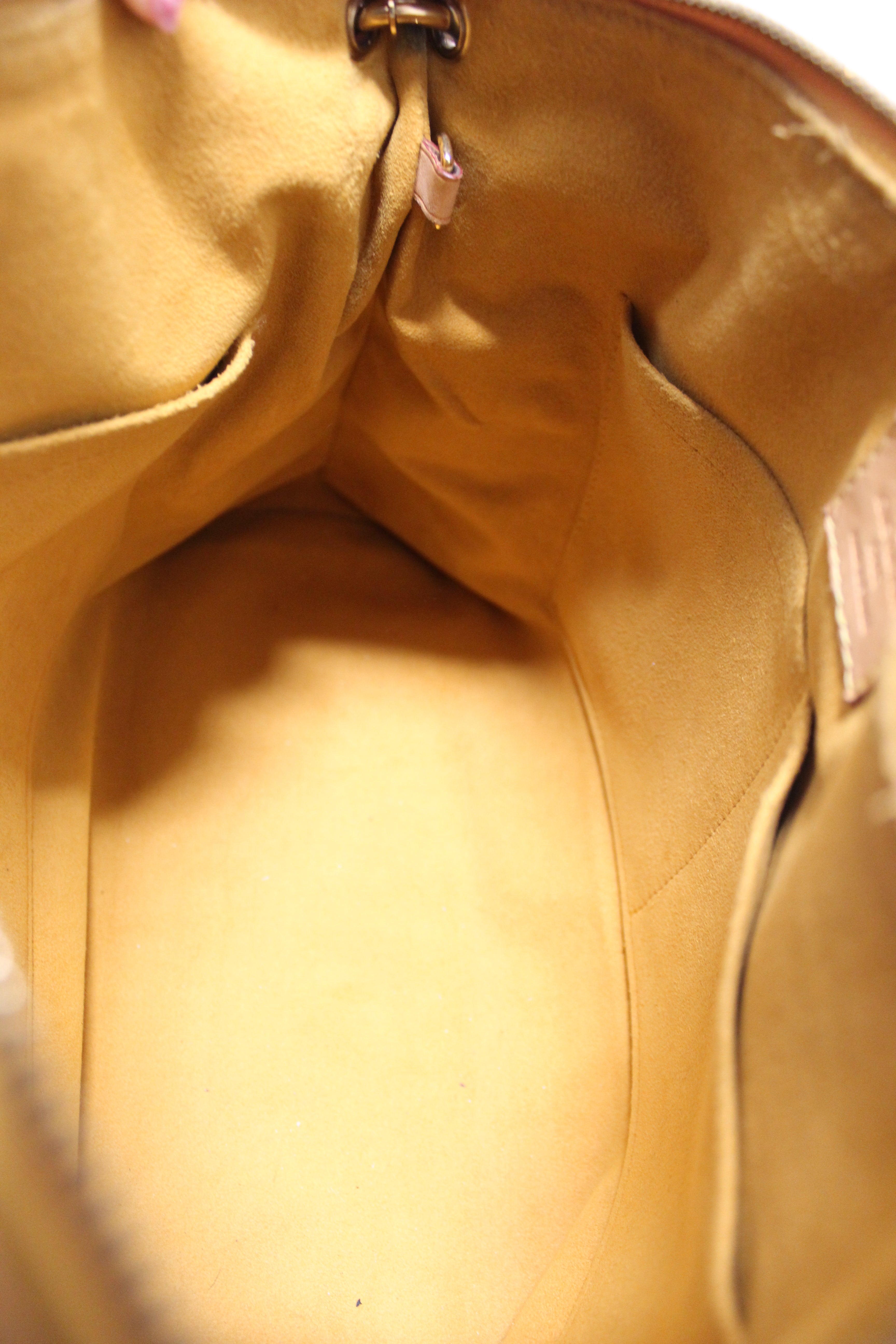 Authentic Louis Vuitton Classic Monogram with Safran Leather Pallas MM Handbag