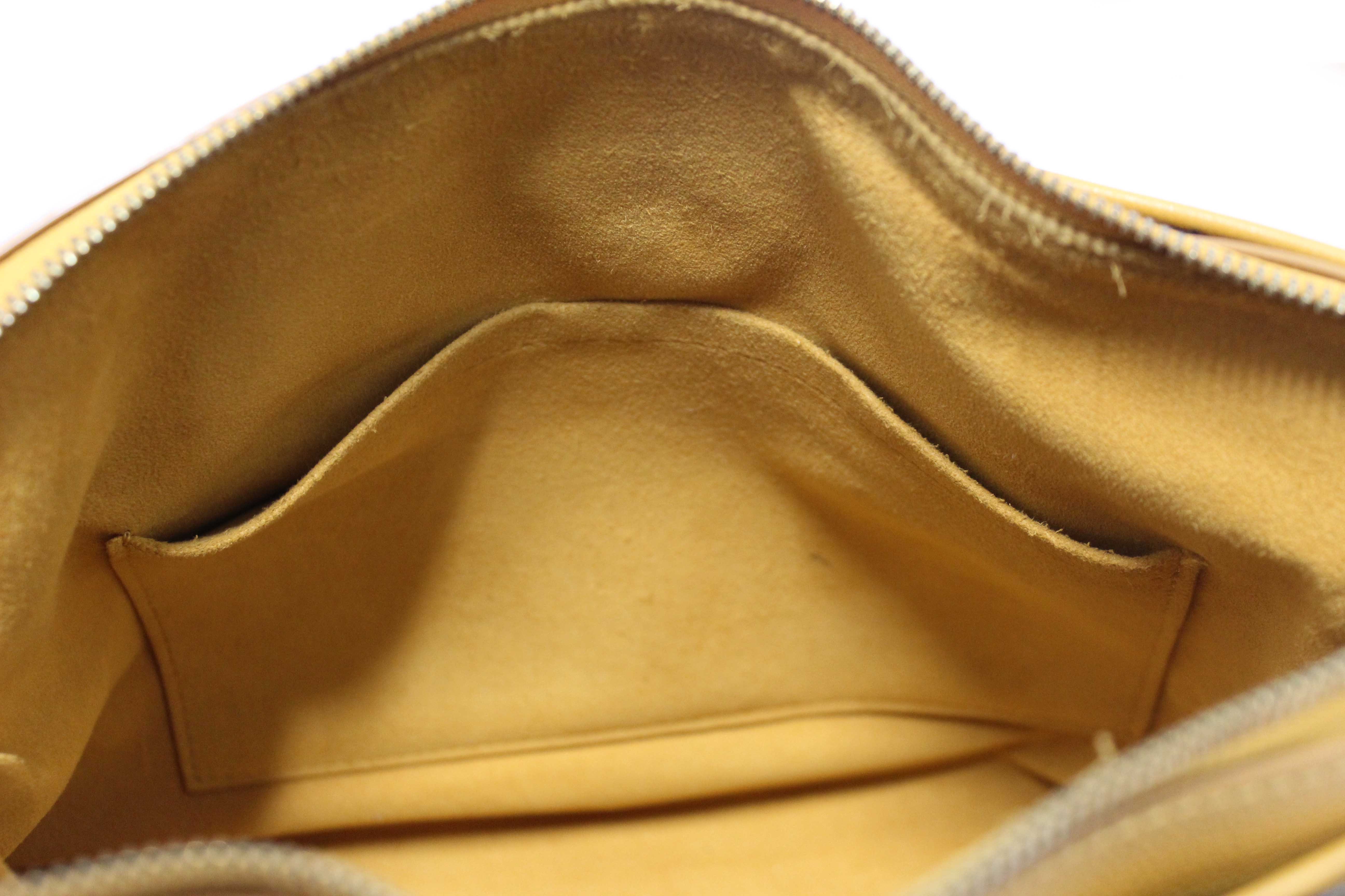 Authentic Louis Vuitton Classic Monogram with Safran Leather Pallas MM Handbag