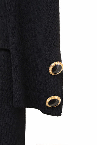 Authentic St John Black Knit Jacket with Gold Embellishments Size 2