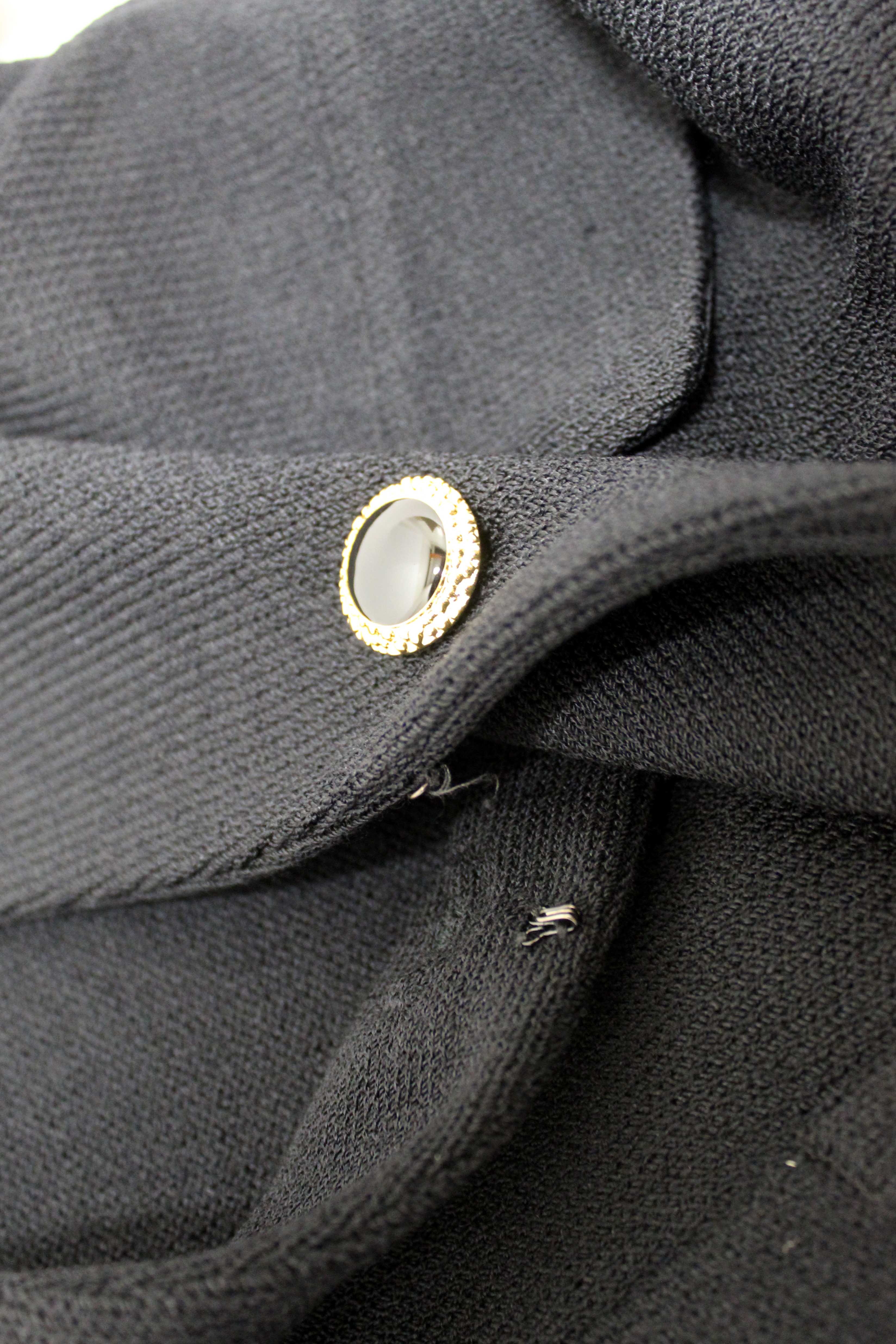 Authentic St John Black Knit Jacket with Gold Embellishments Size 2