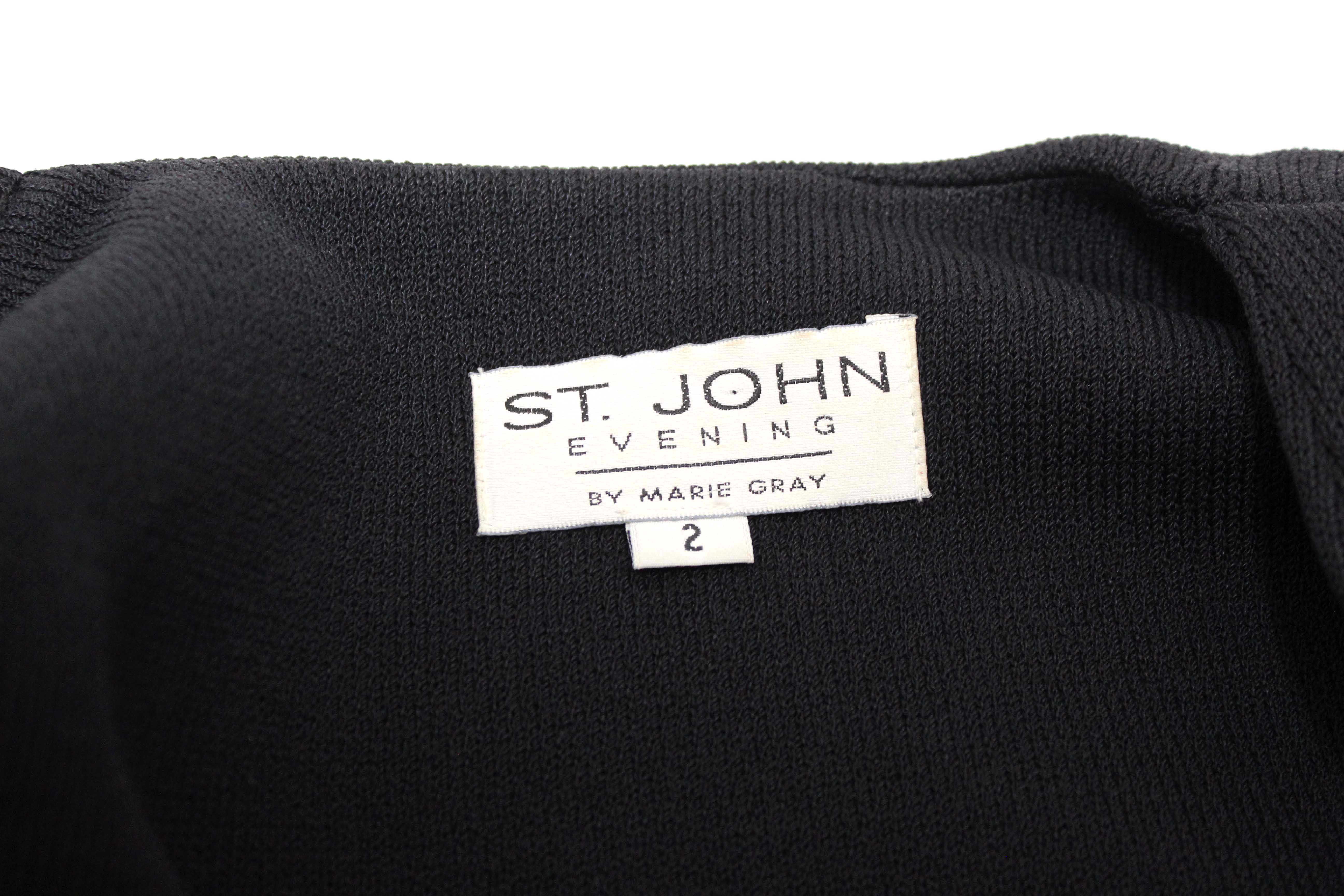 Authentic St John Black Knit Jacket with Gold Embellishments Size 2