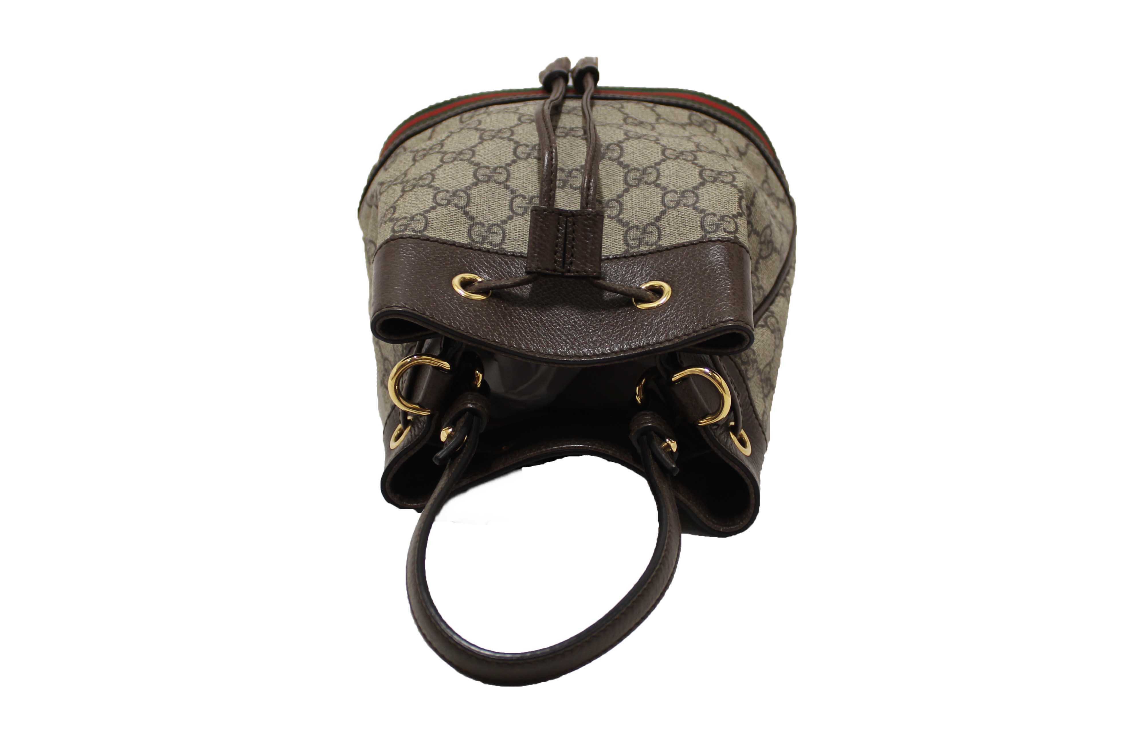 Authentic Gucci Brown Ophidia GG Supreme Small Bucket Bag 550621