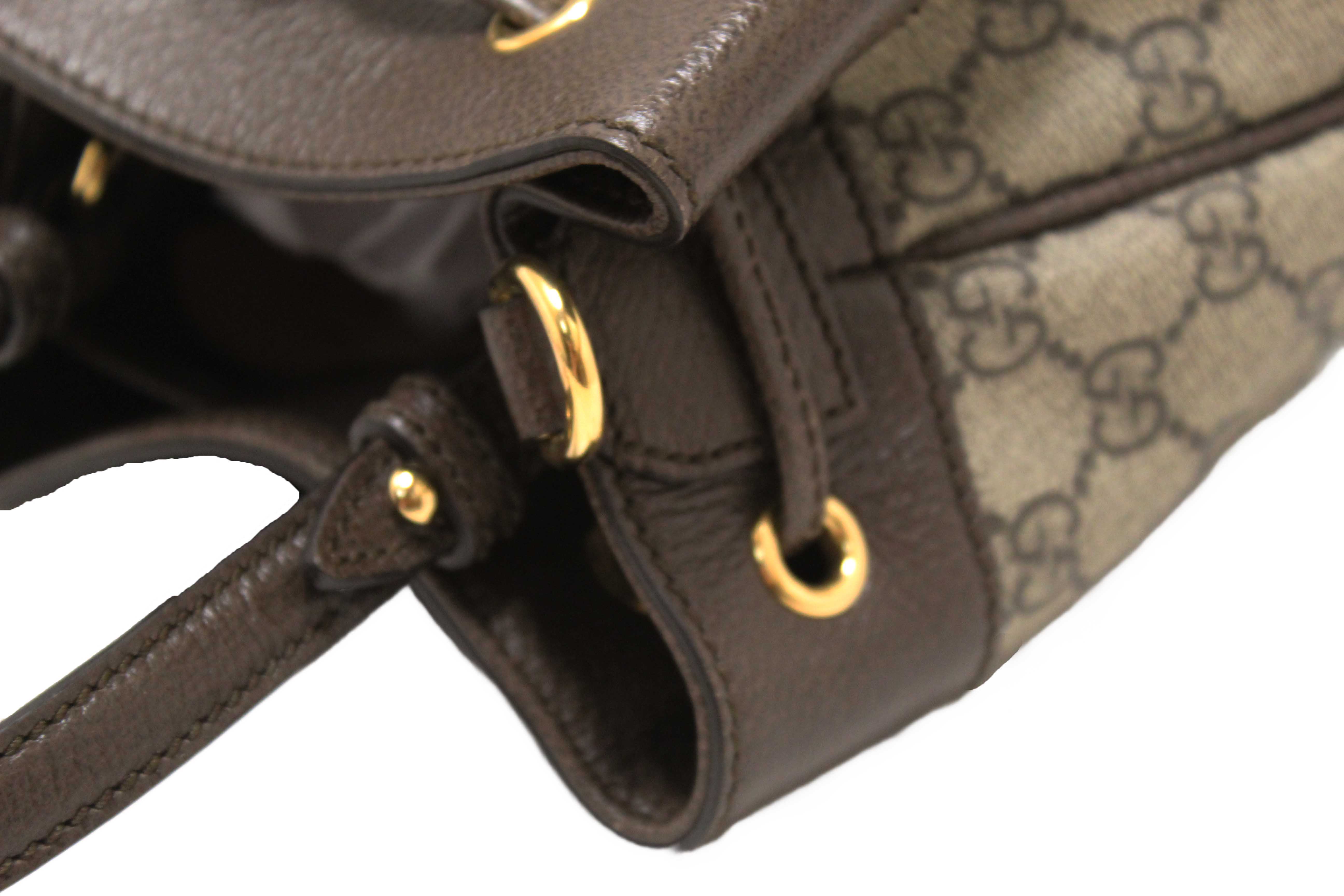 Authentic Gucci Brown Ophidia GG Supreme Small Bucket Bag 550621