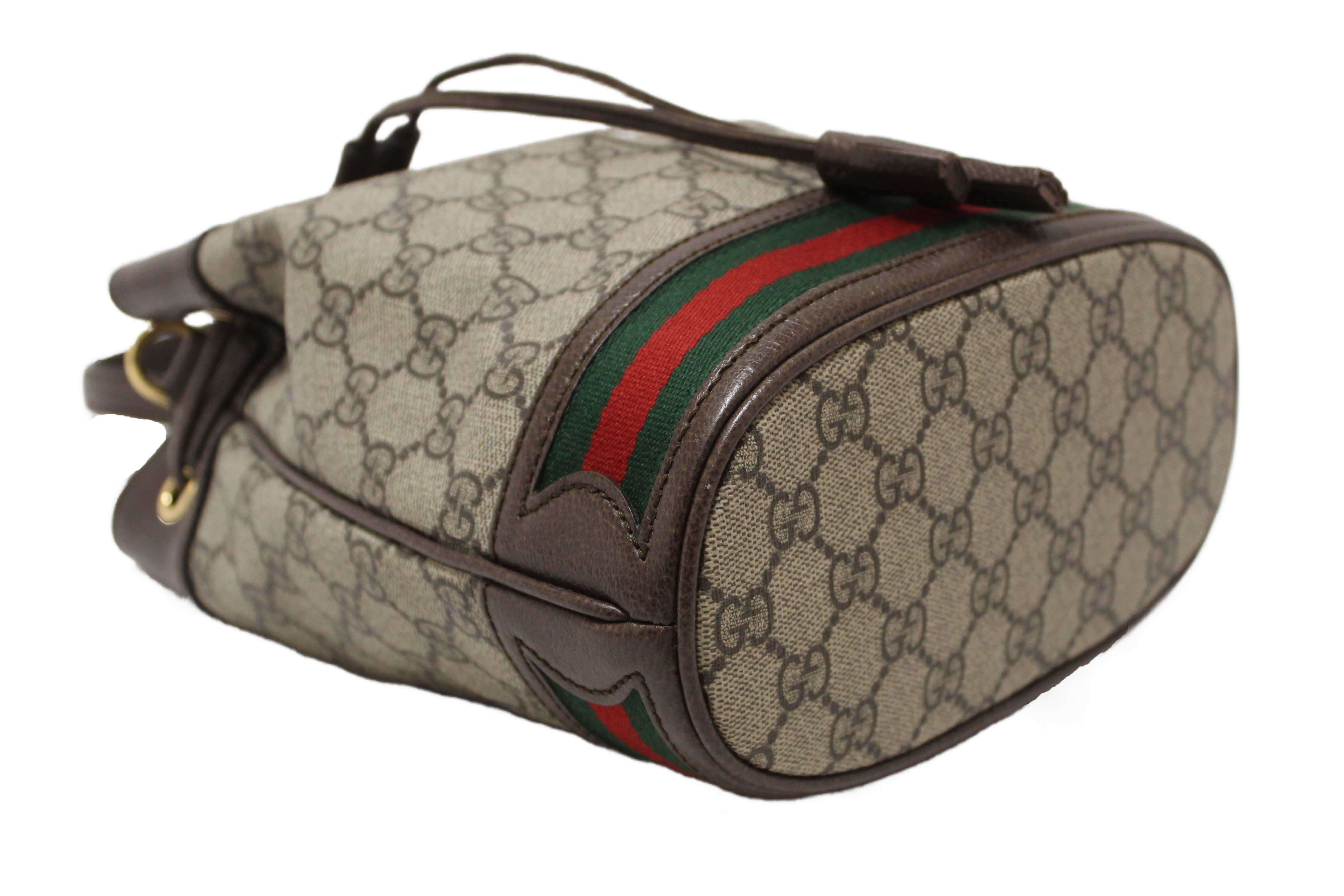 Authentic Gucci Brown Ophidia GG Supreme Small Bucket Bag 550621