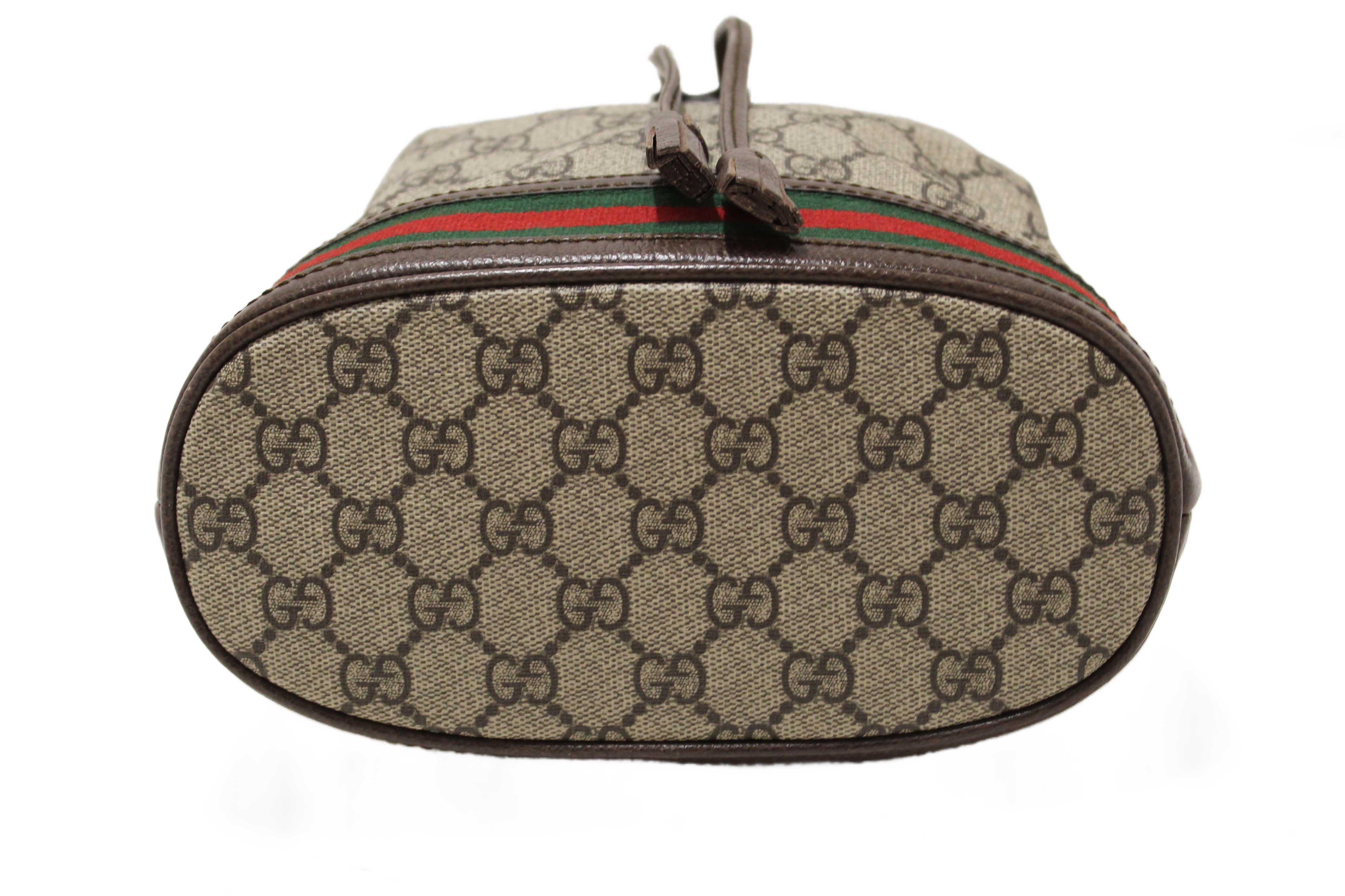 Authentic Gucci Brown Ophidia GG Supreme Small Bucket Bag 550621