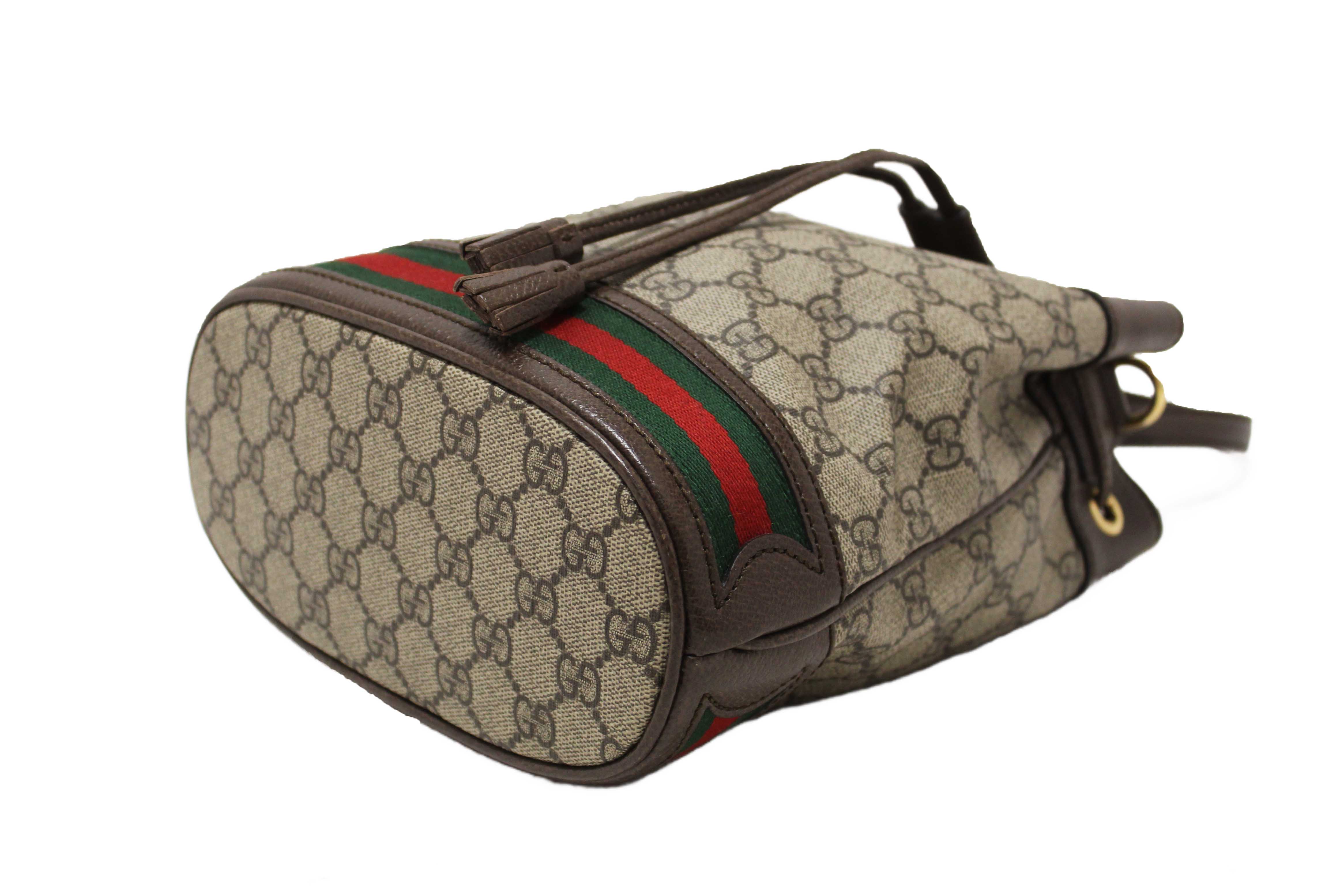 Authentic Gucci Brown Ophidia GG Supreme Small Bucket Bag 550621