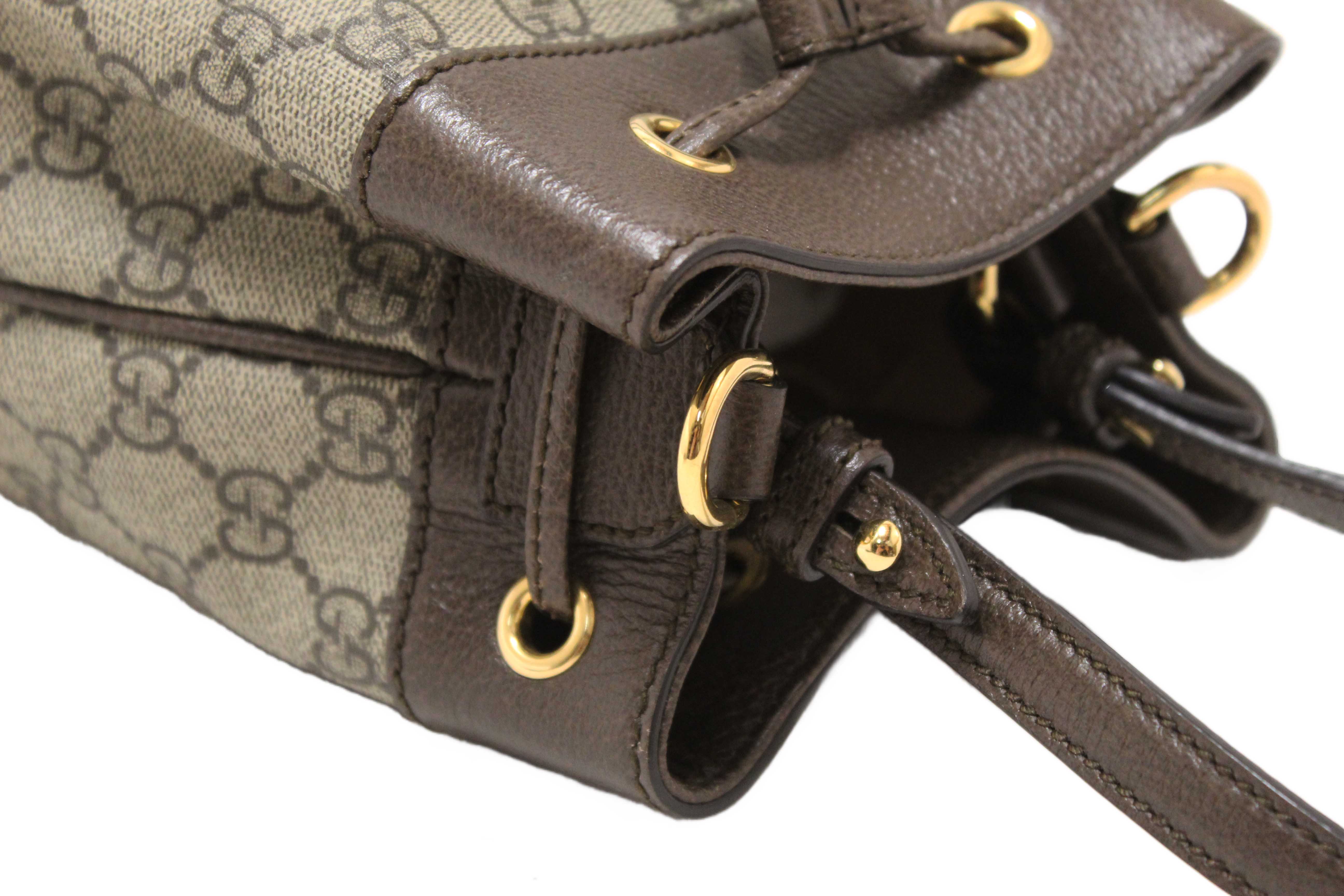 Authentic Gucci Brown Ophidia GG Supreme Small Bucket Bag 550621