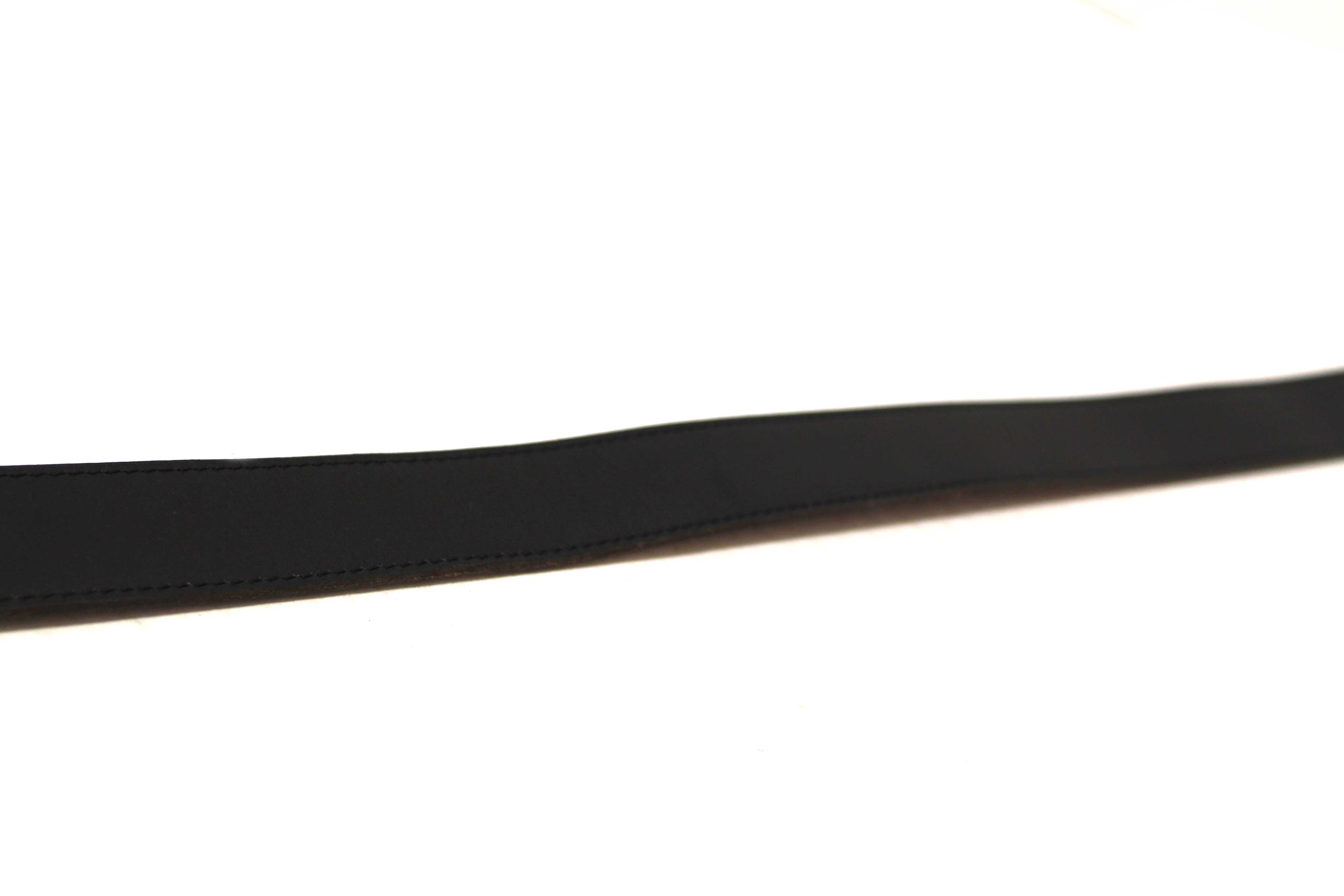 Authentic Hermes Black/Brown Leather H Belt Buckle Reversible Belt size 85