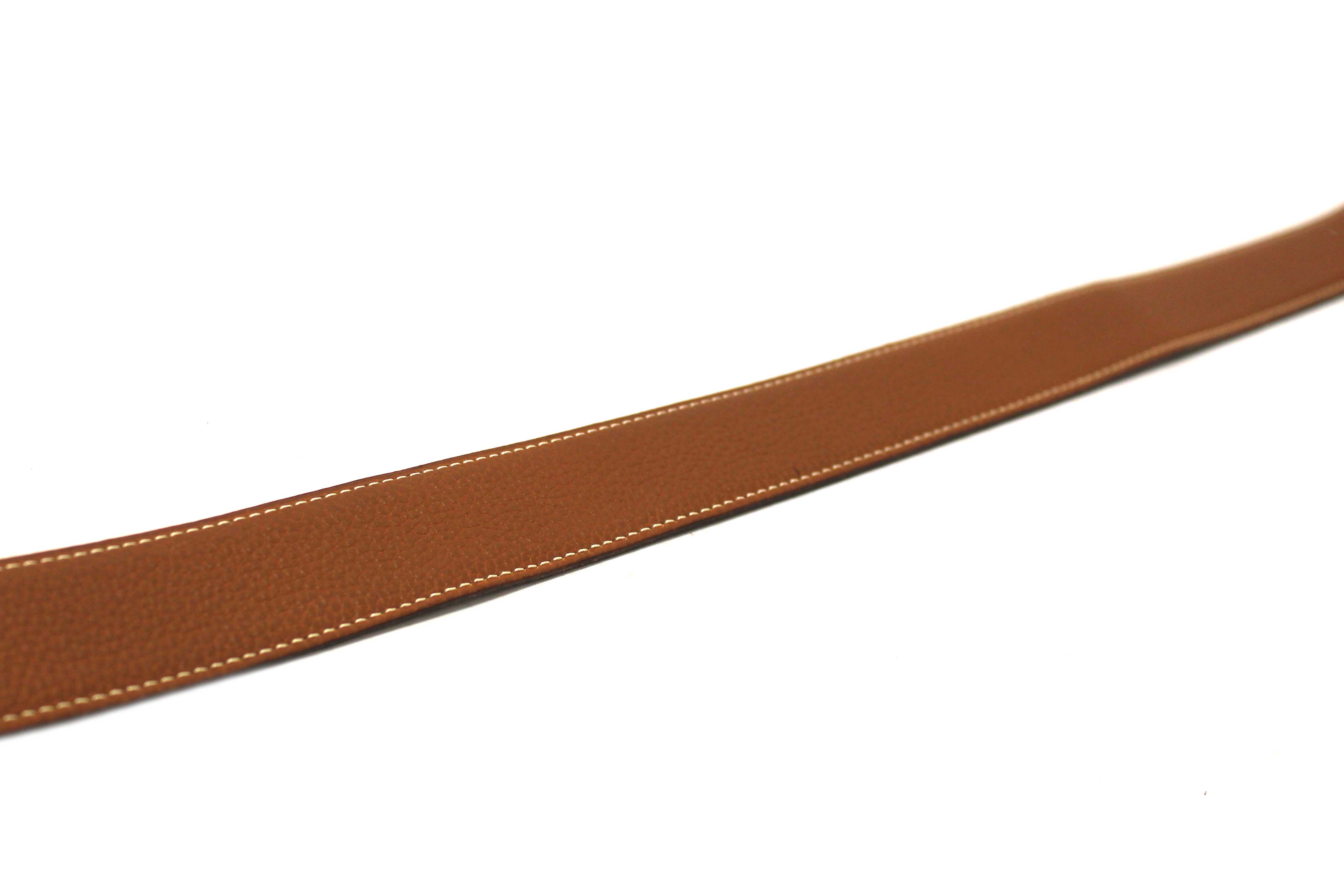Authentic Hermes Black/Brown Leather H Belt Buckle Reversible Belt size 85