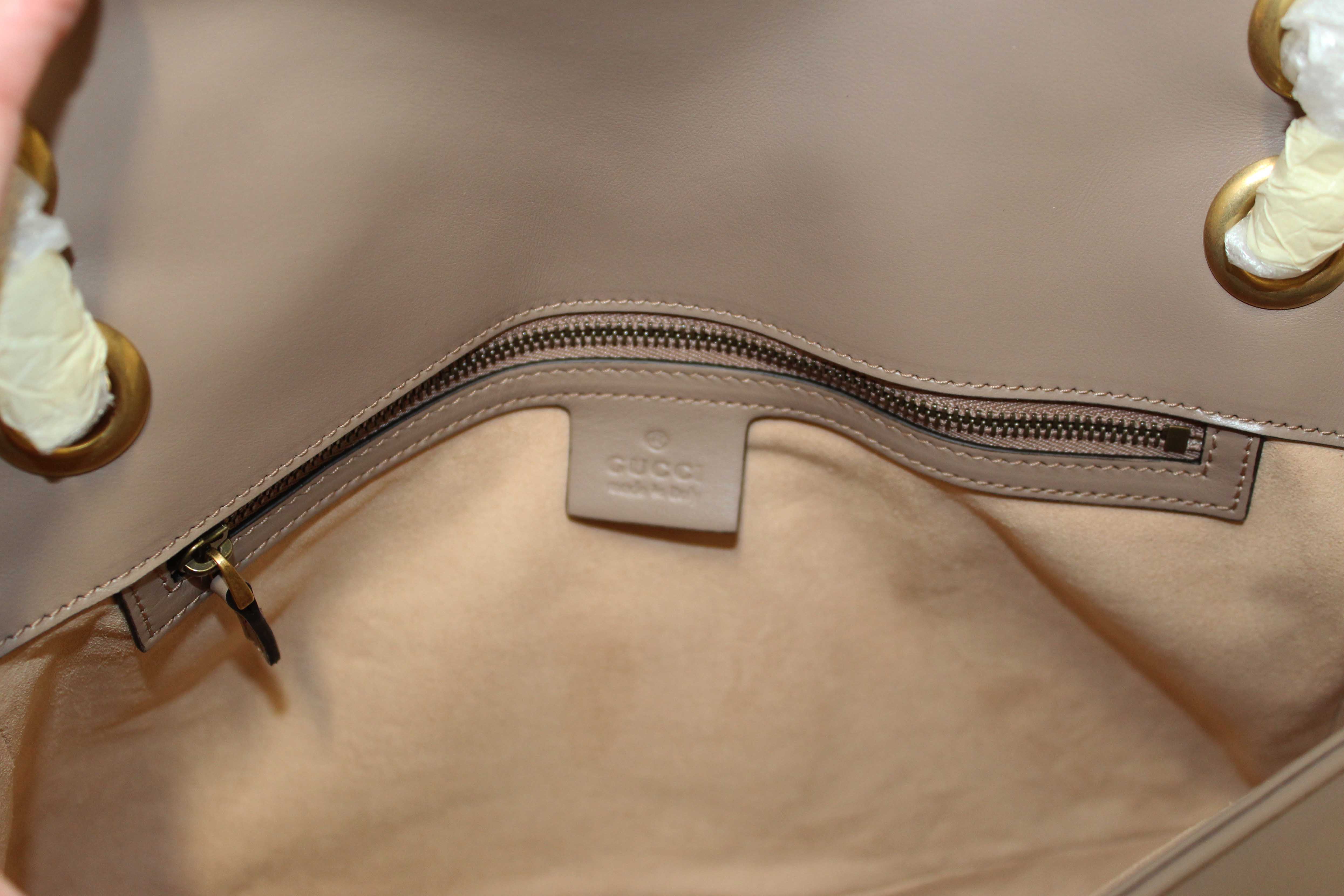 Authentic NEW Gucci Porcelain Rose Marmont Matelassé Chevron Leather Medium Shoulder Bag 443496