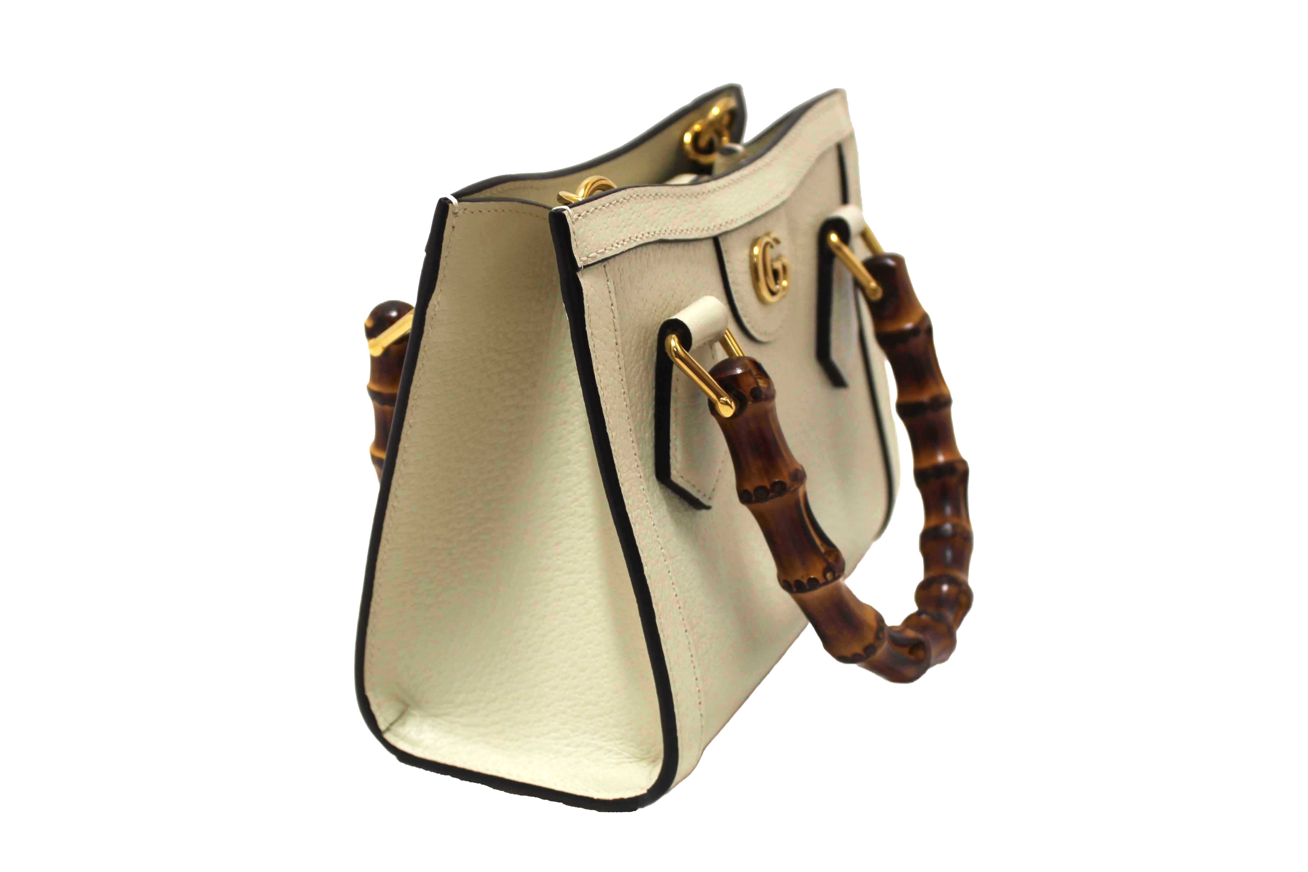 Authentic NEW Gucci White Leather Diana Small Tote Bag 702732