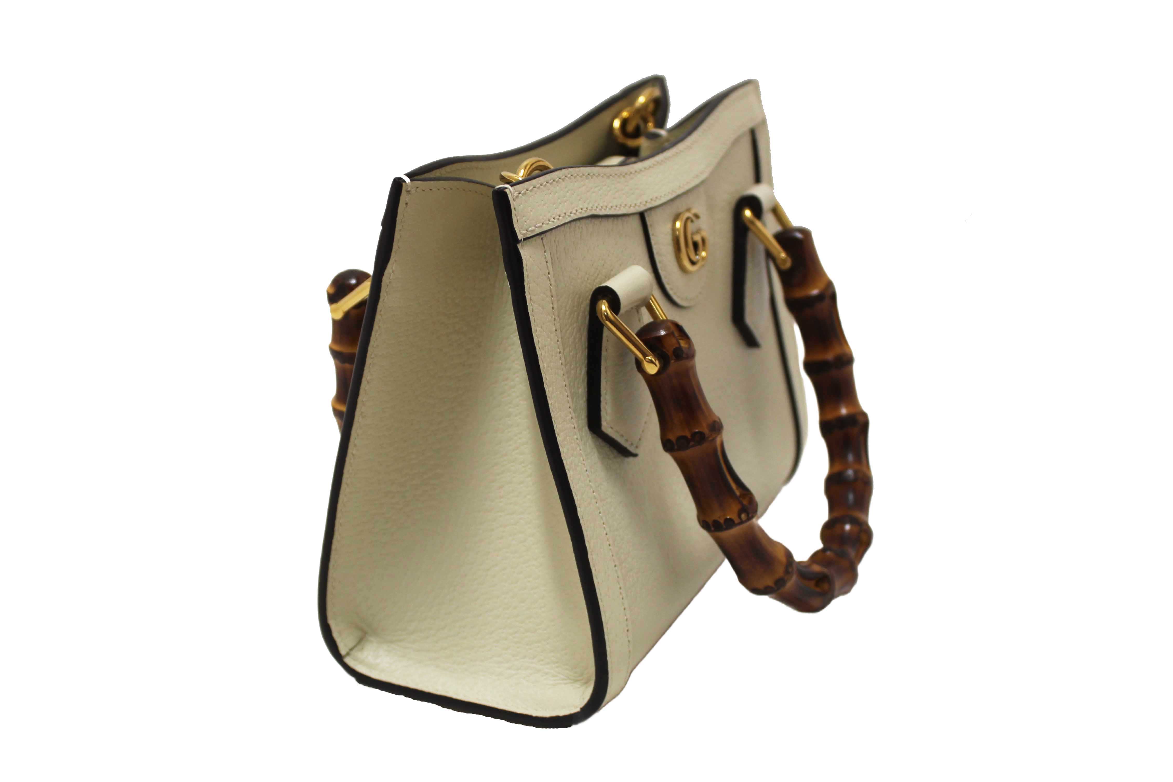 Authentic NEW Gucci White Leather Diana Small Tote Bag 702732