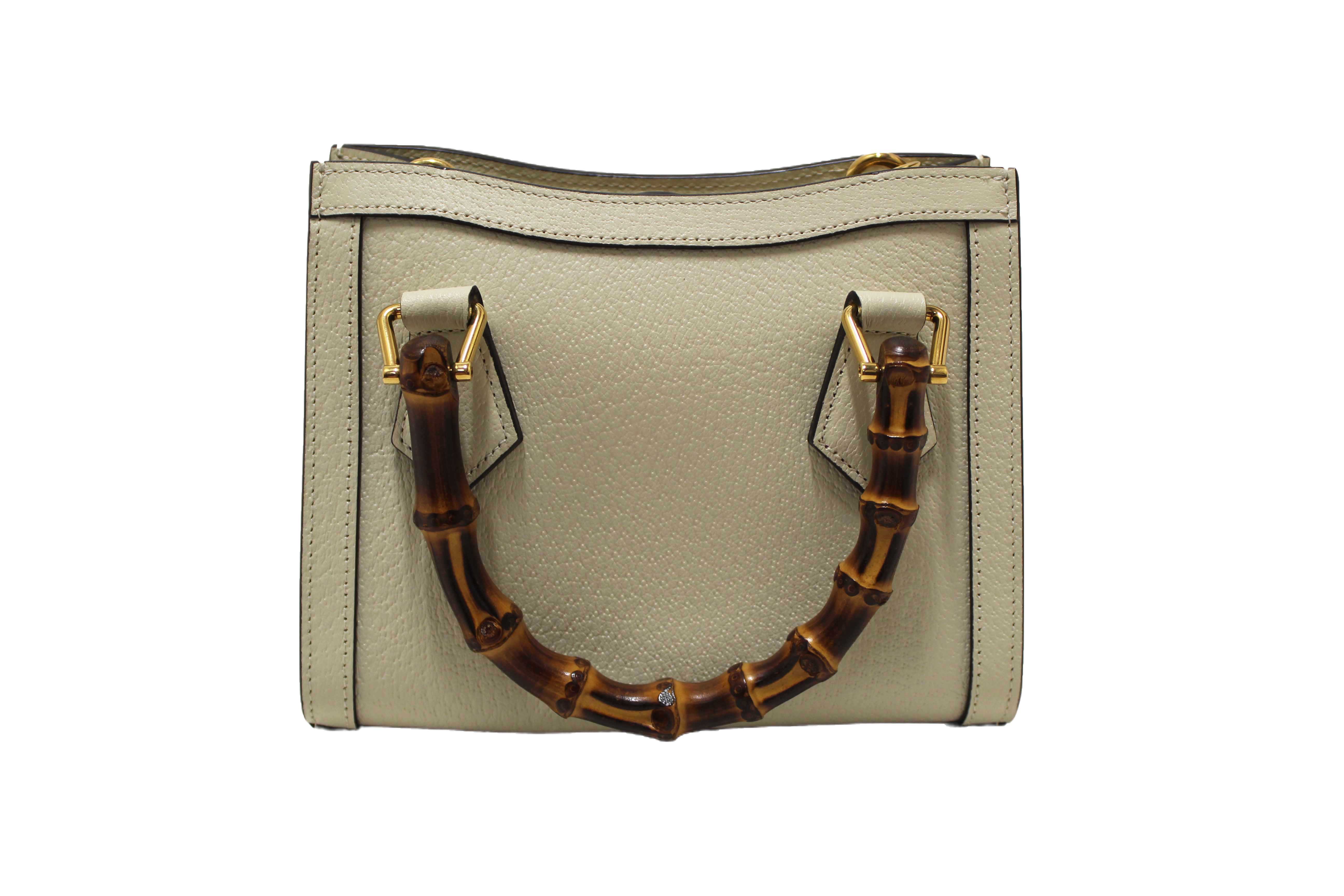 Authentic NEW Gucci White Leather Diana Small Tote Bag 702732