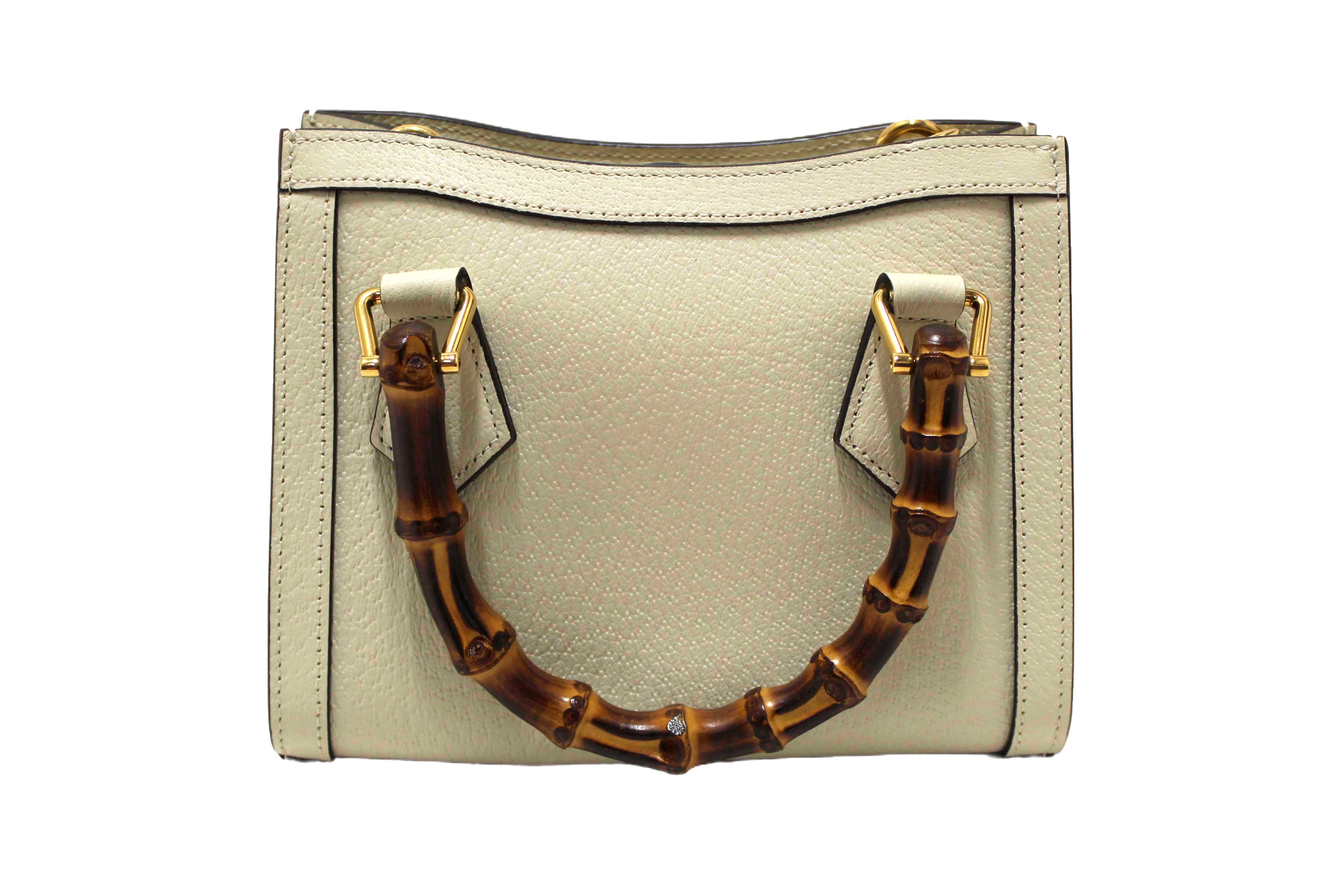 Authentic NEW Gucci White Leather Diana Small Tote Bag 702732
