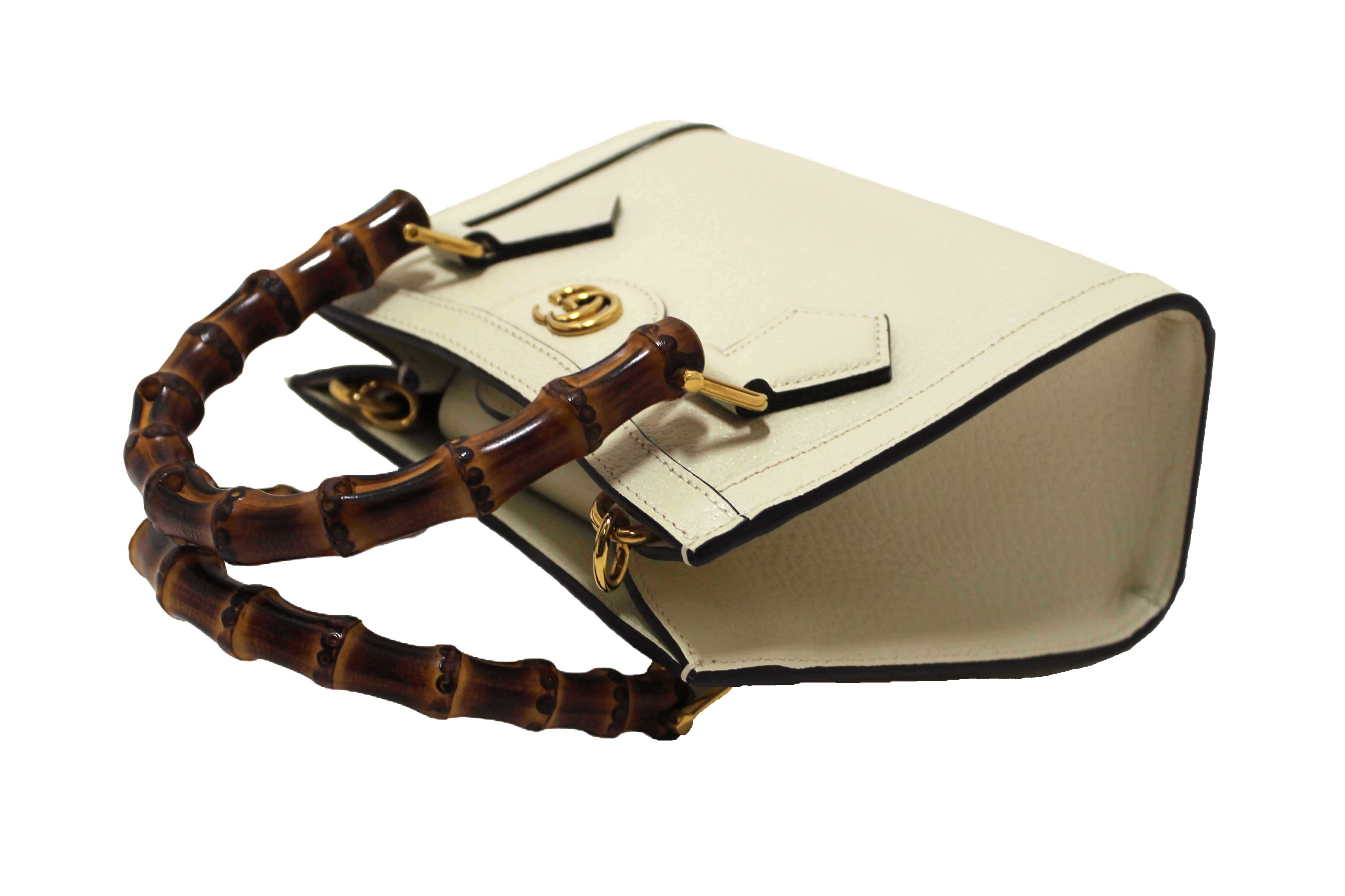 Authentic NEW Gucci White Leather Diana Small Tote Bag 702732