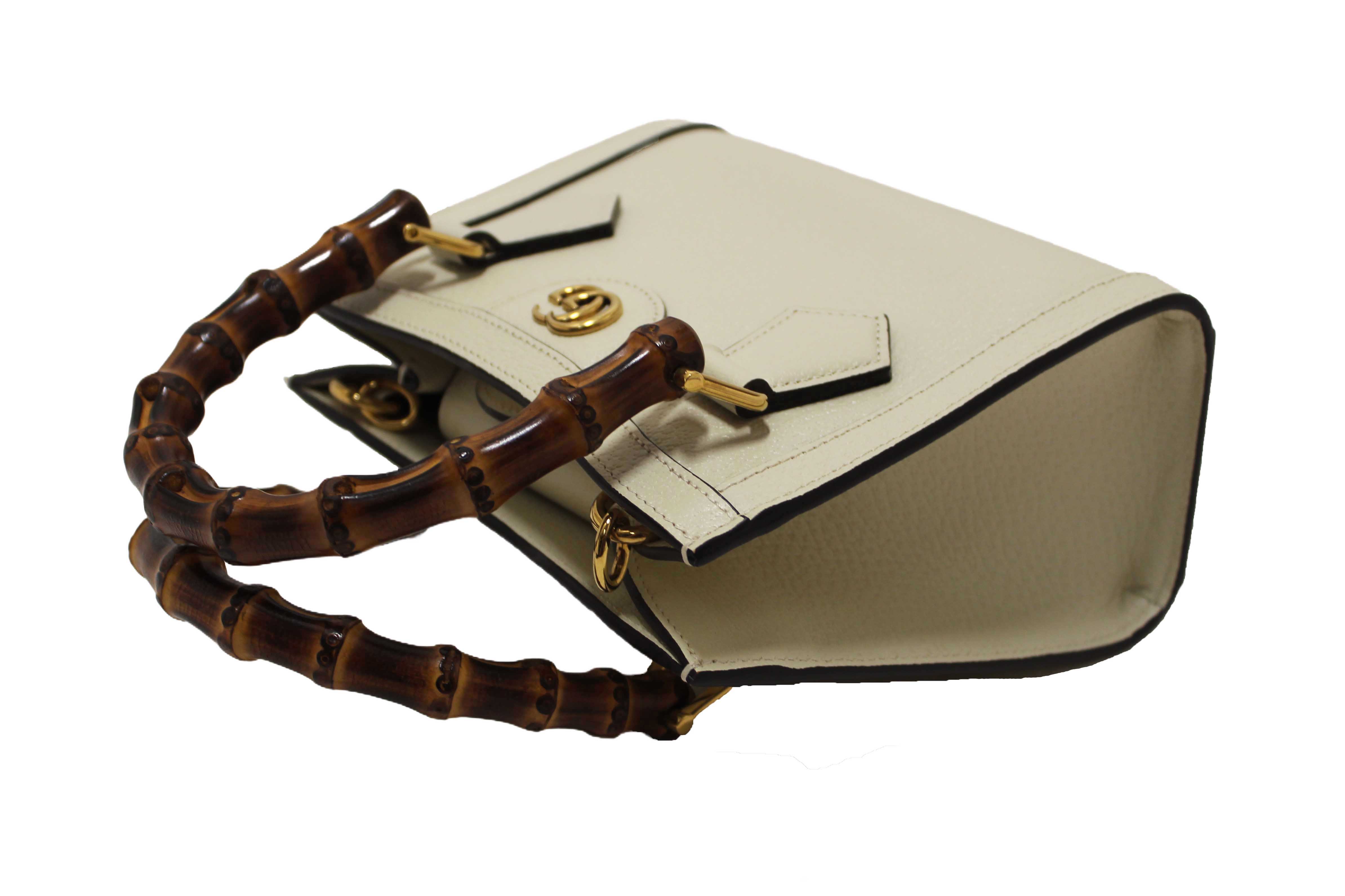 Authentic NEW Gucci White Leather Diana Small Tote Bag 702732
