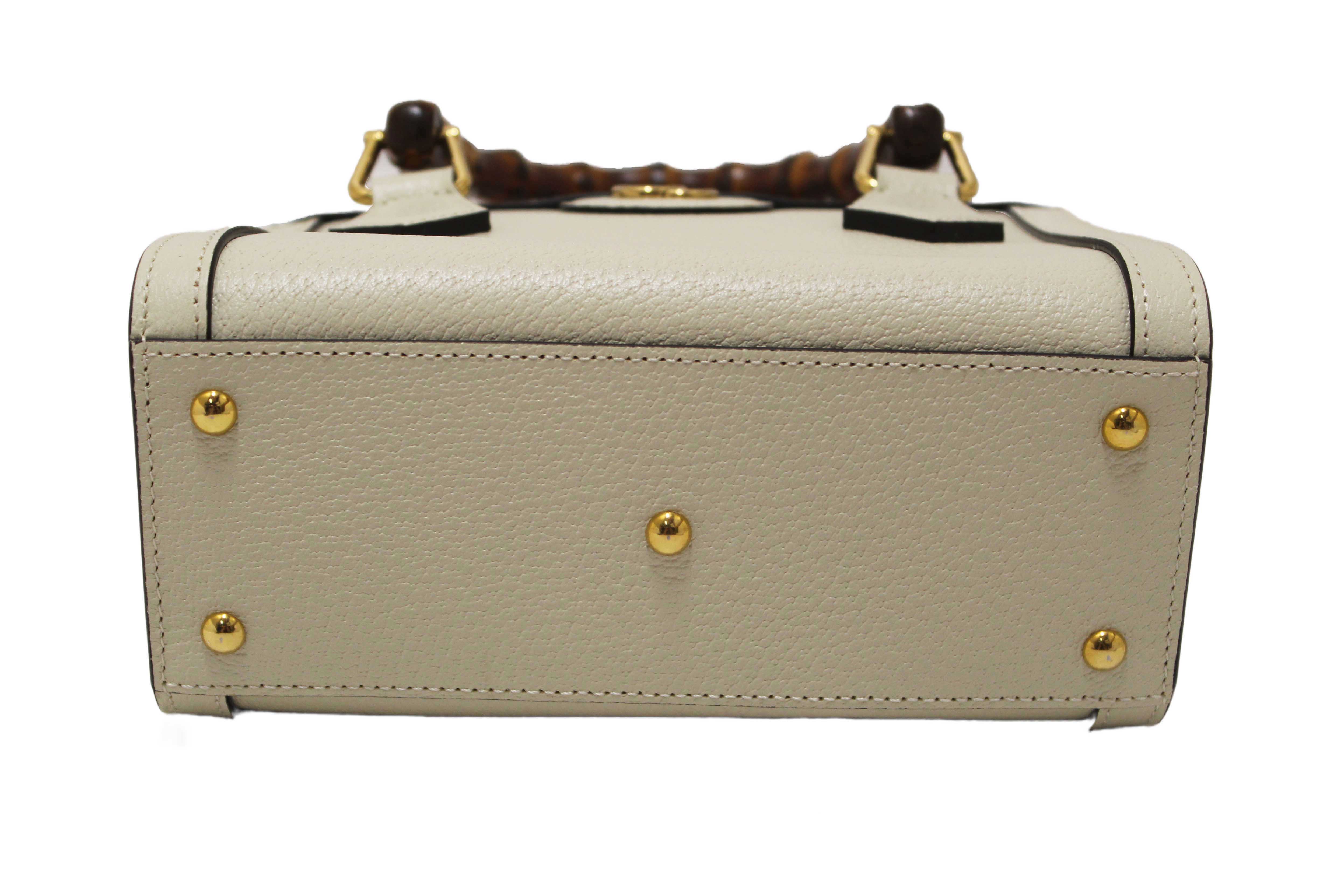 Authentic NEW Gucci White Leather Diana Small Tote Bag 702732