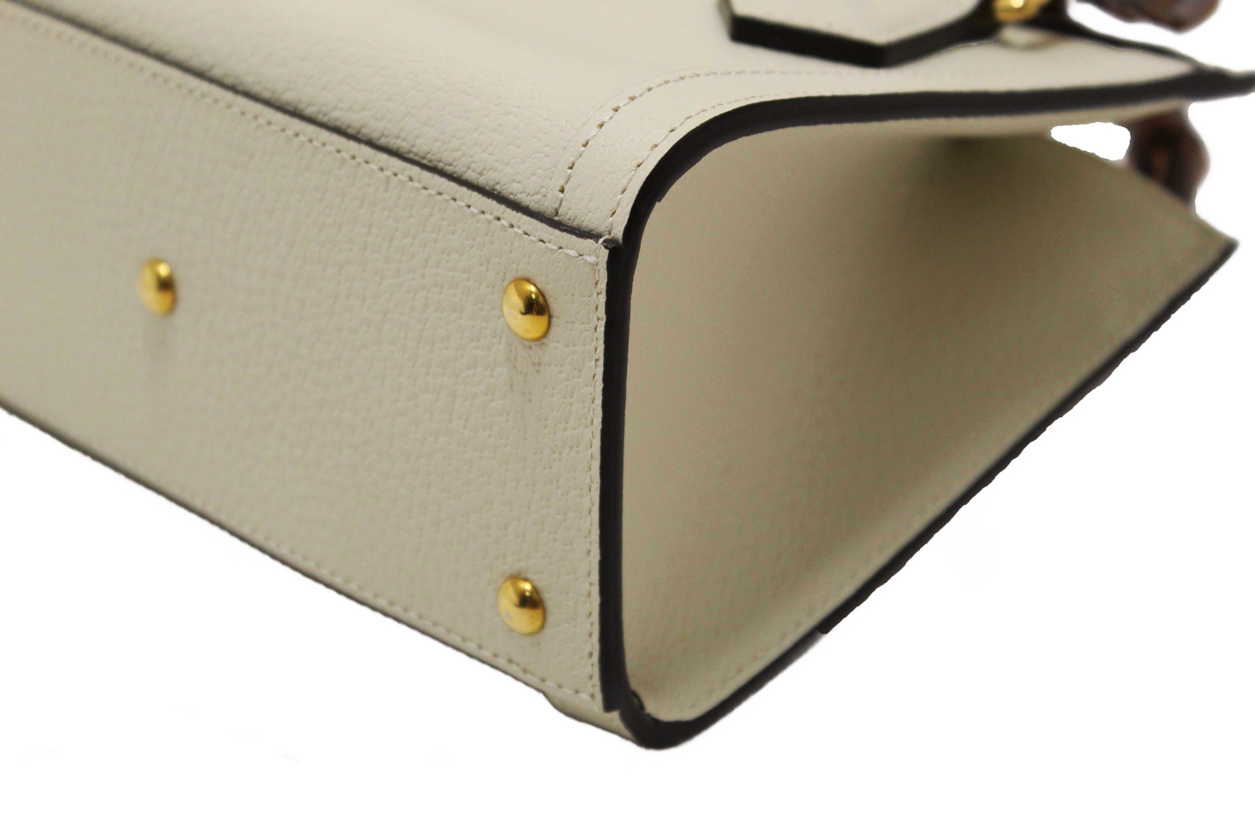 Authentic NEW Gucci White Leather Diana Small Tote Bag 702732