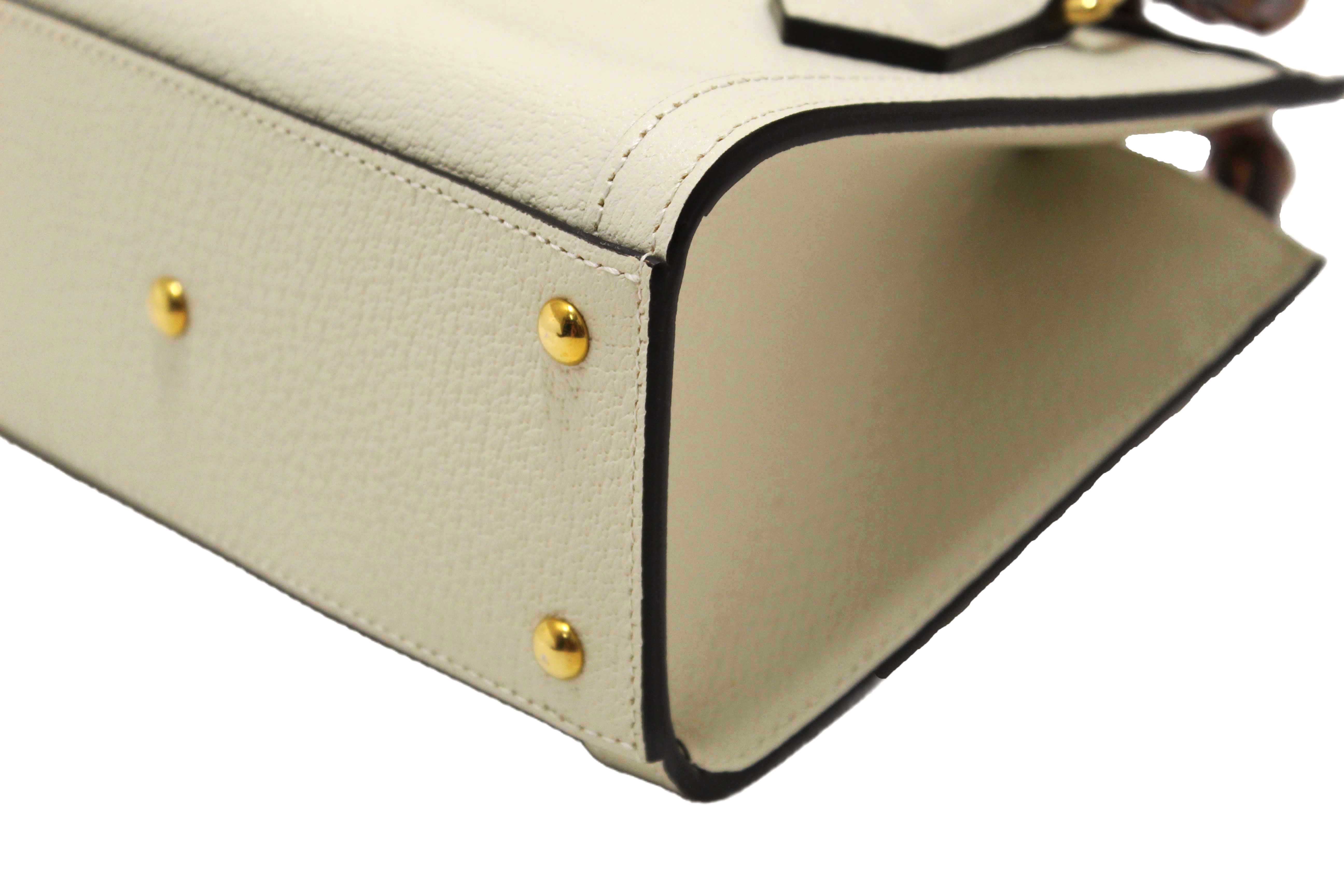 Authentic NEW Gucci White Leather Diana Small Tote Bag 702732