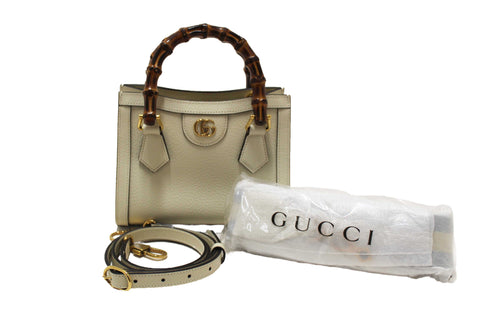 Authentic NEW Gucci White Leather Diana Small Tote Bag 702732