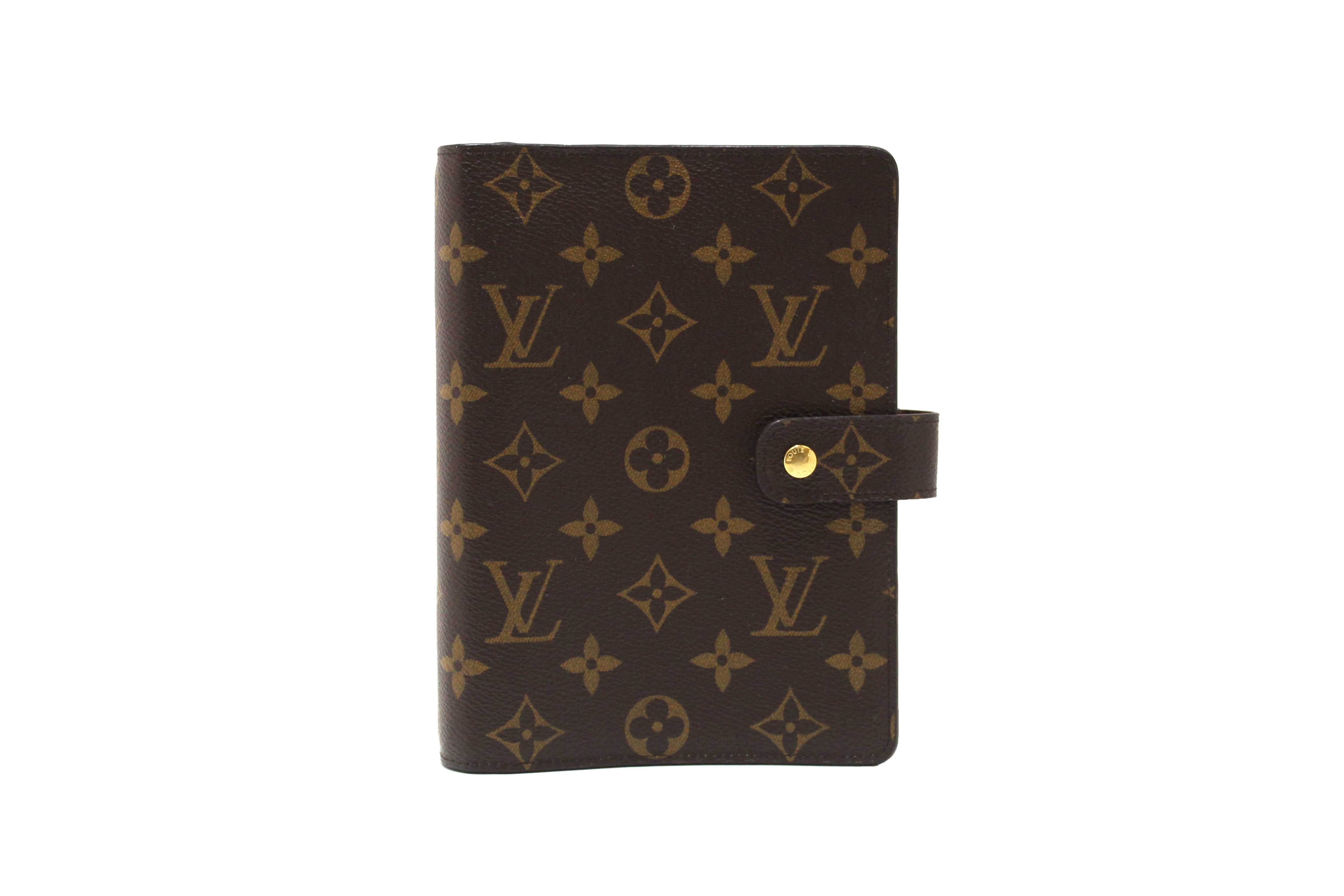 Authentic Louis Vuitton Classic Monogram Canvas Medium Ring Agenda Cover