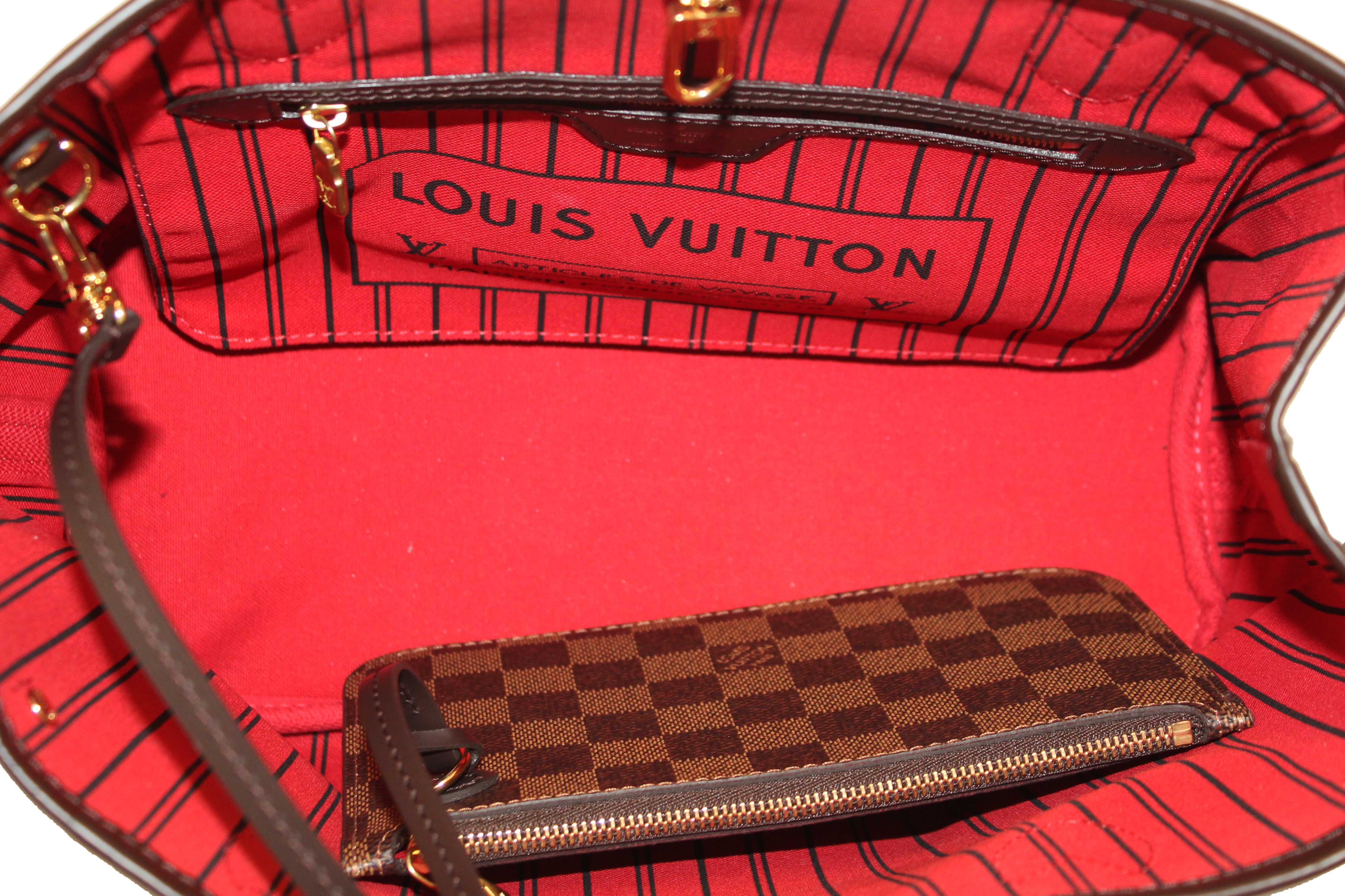 Authentic Louis Vuitton Damier Ebene Canvas Neverfull PM Shoulder Tote Bag