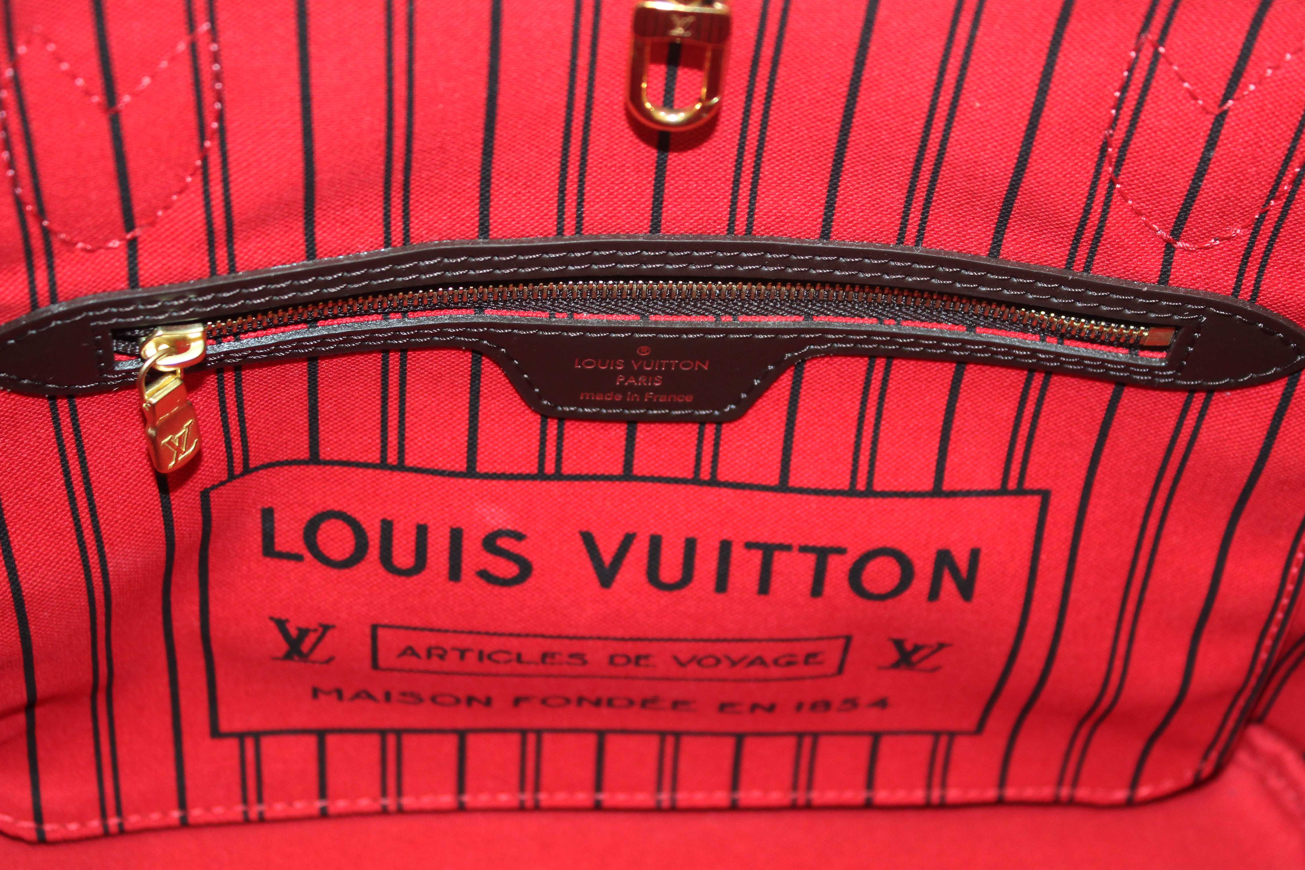 Authentic Louis Vuitton Damier Ebene Canvas Neverfull PM Shoulder Tote Bag