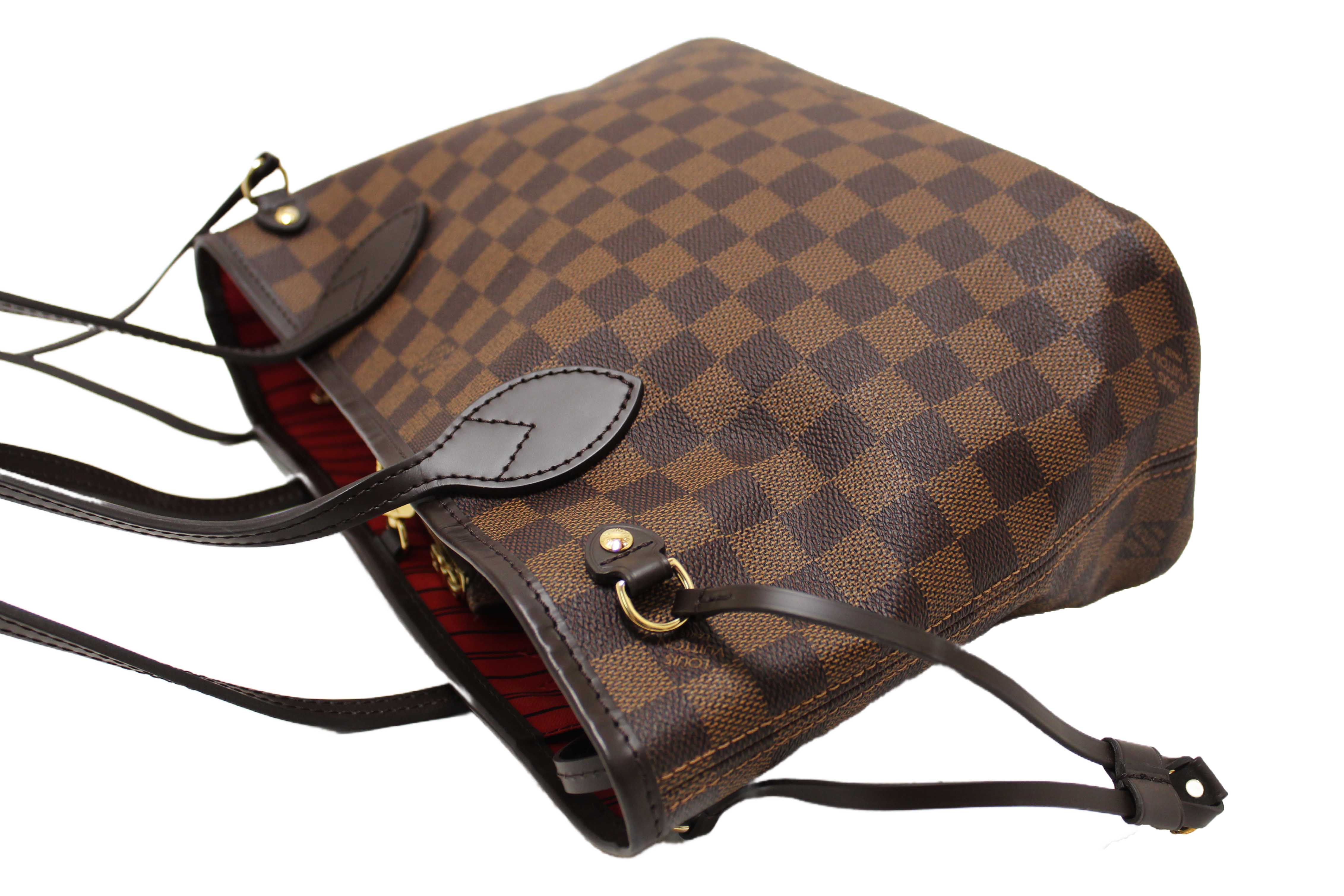 Authentic Louis Vuitton Damier Ebene Canvas Neverfull PM Shoulder Tote Bag