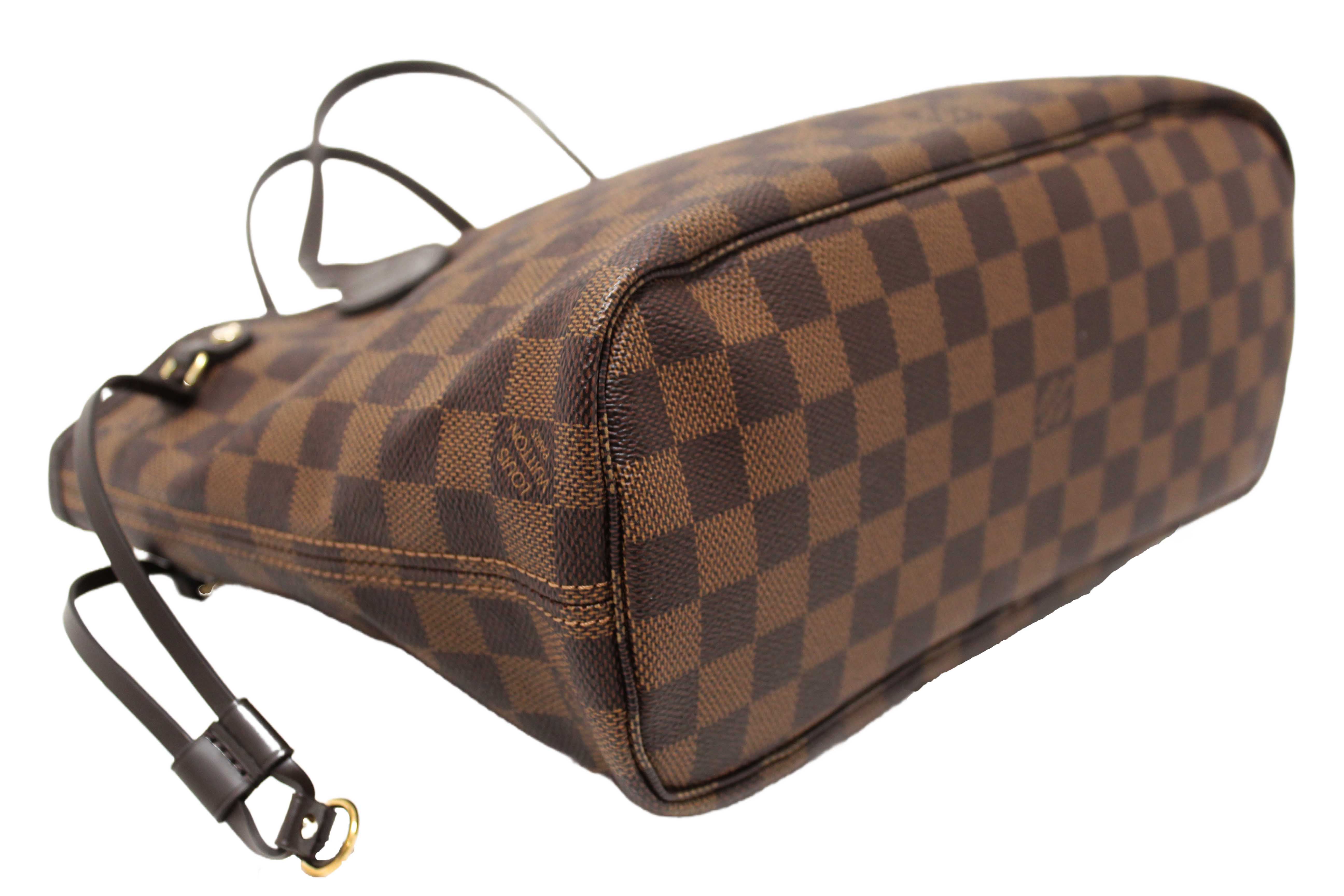 Authentic Louis Vuitton Damier Ebene Canvas Neverfull PM Shoulder Tote Bag