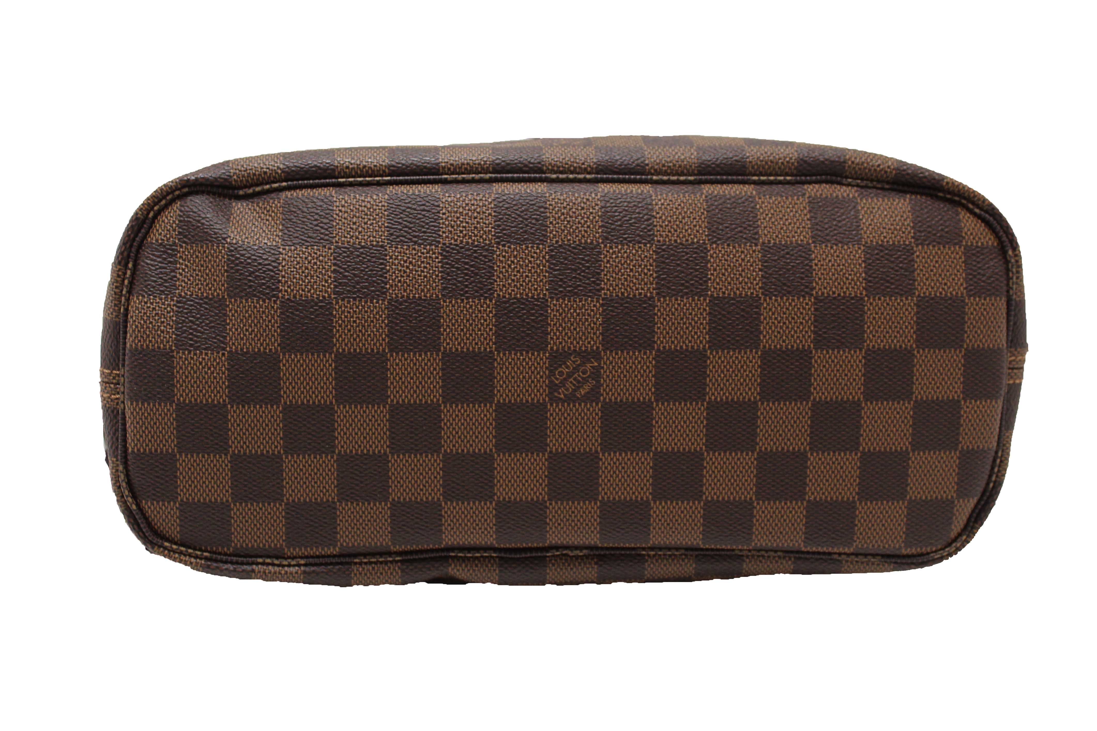 Authentic Louis Vuitton Damier Ebene Canvas Neverfull PM Shoulder Tote Bag