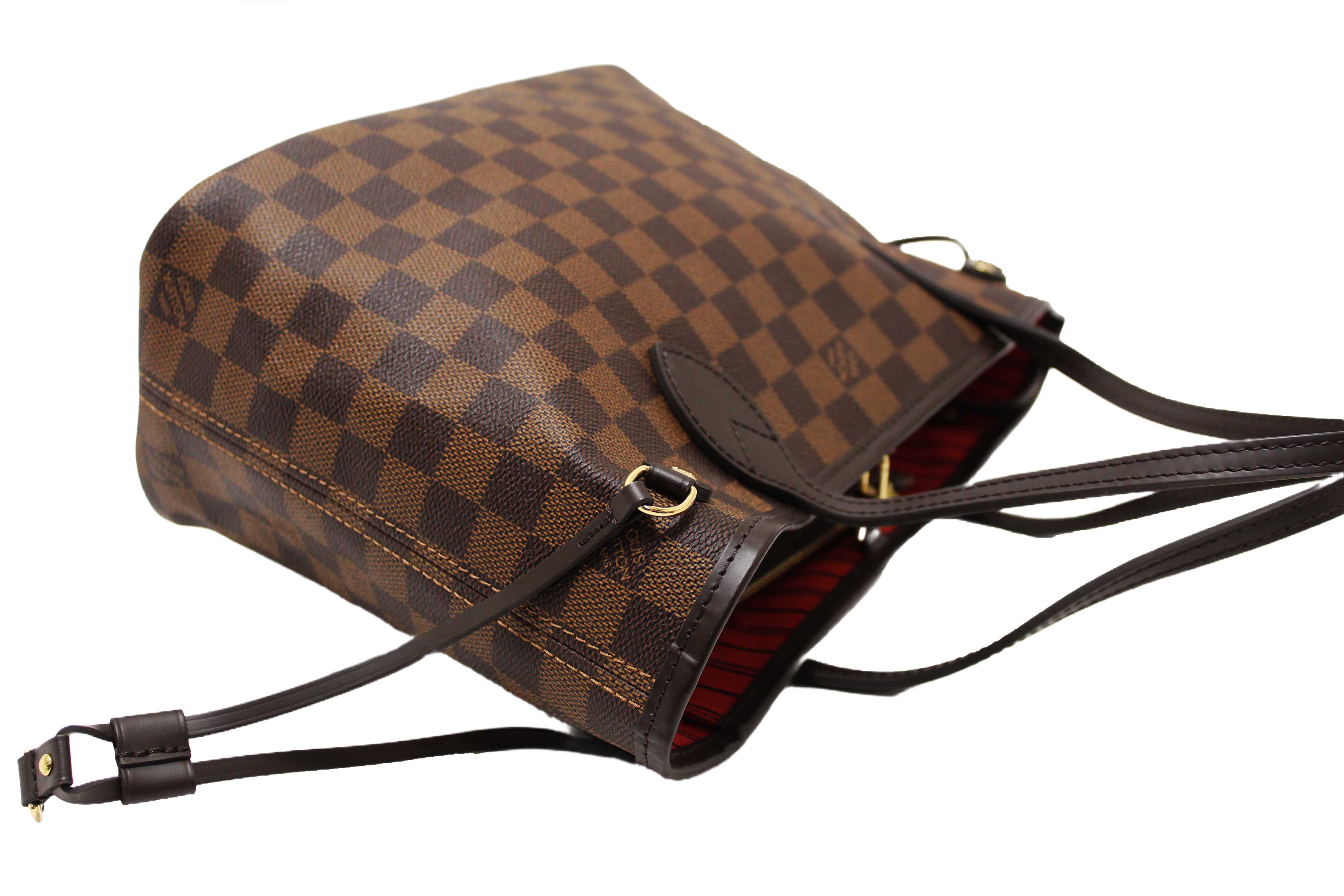 Authentic Louis Vuitton Damier Ebene Canvas Neverfull PM Shoulder Tote Bag