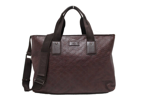 Authentic Gucci Brown GG Guccissima Leather Large Tote Bag 162913