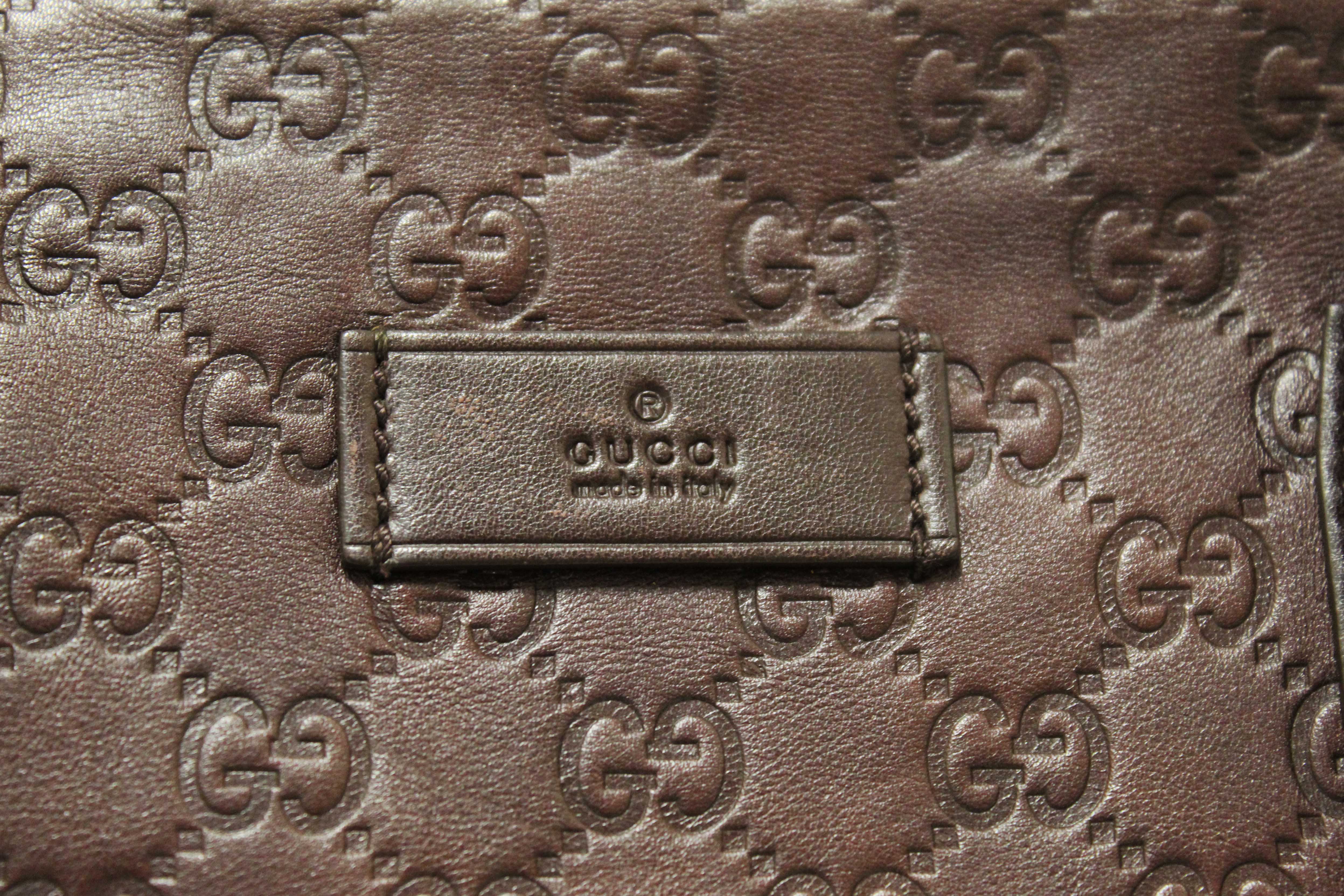 Authentic Gucci Brown GG Guccissima Leather Large Tote Bag 162913