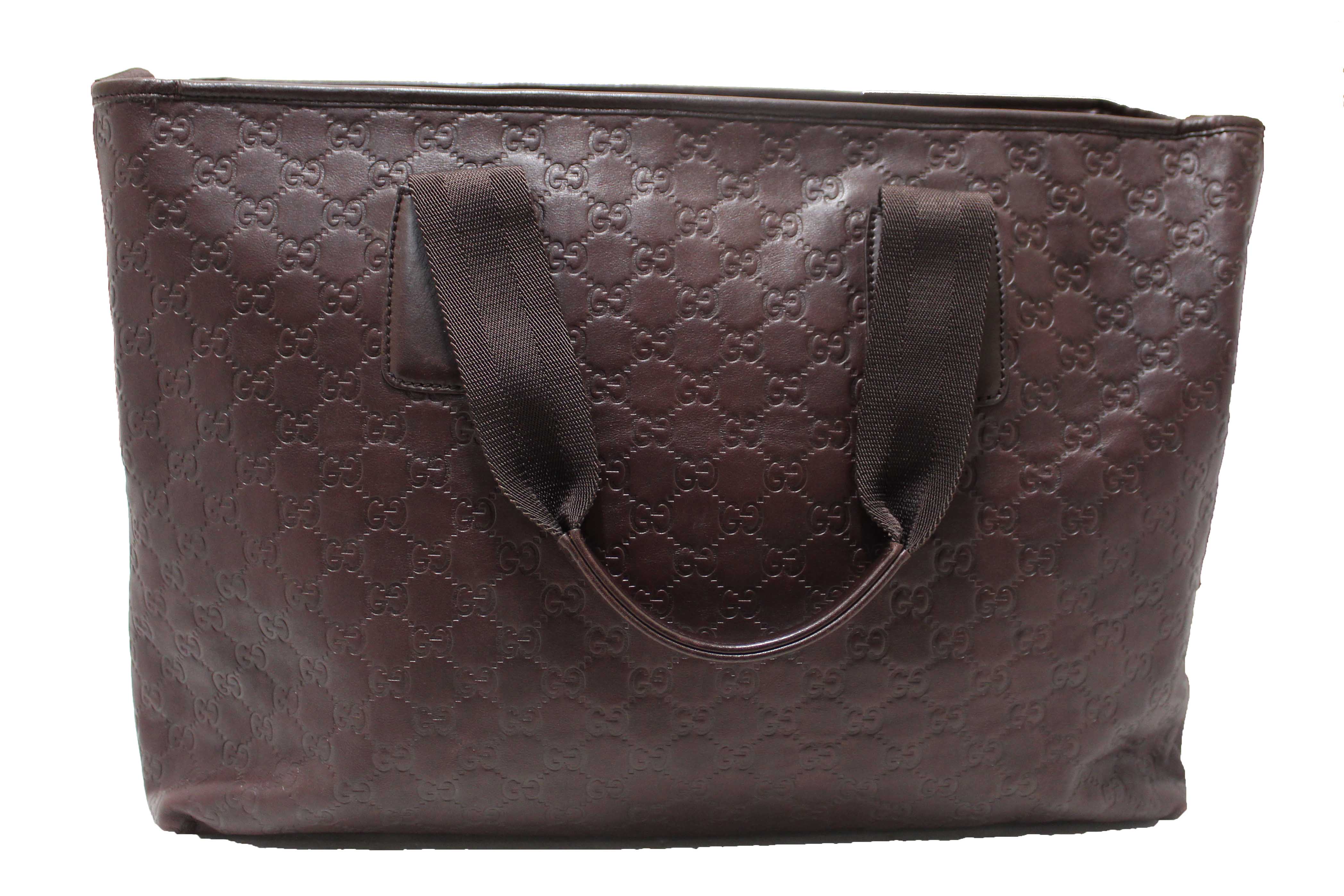Authentic Gucci Brown GG Guccissima Leather Large Tote Bag 162913