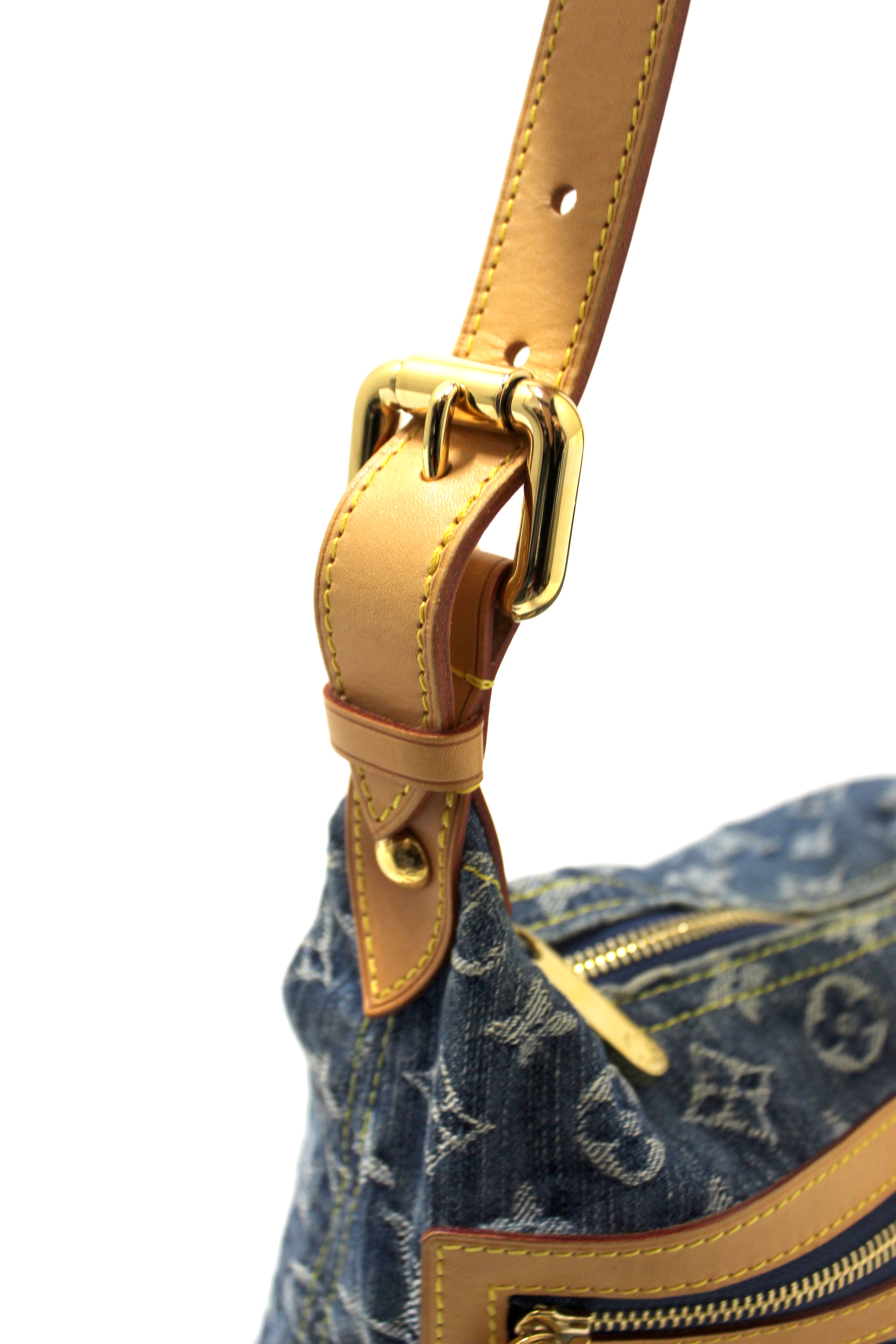 Authentic Louis Vuitton Blue Denim Monogram Baggy PM Shoulder Bag
