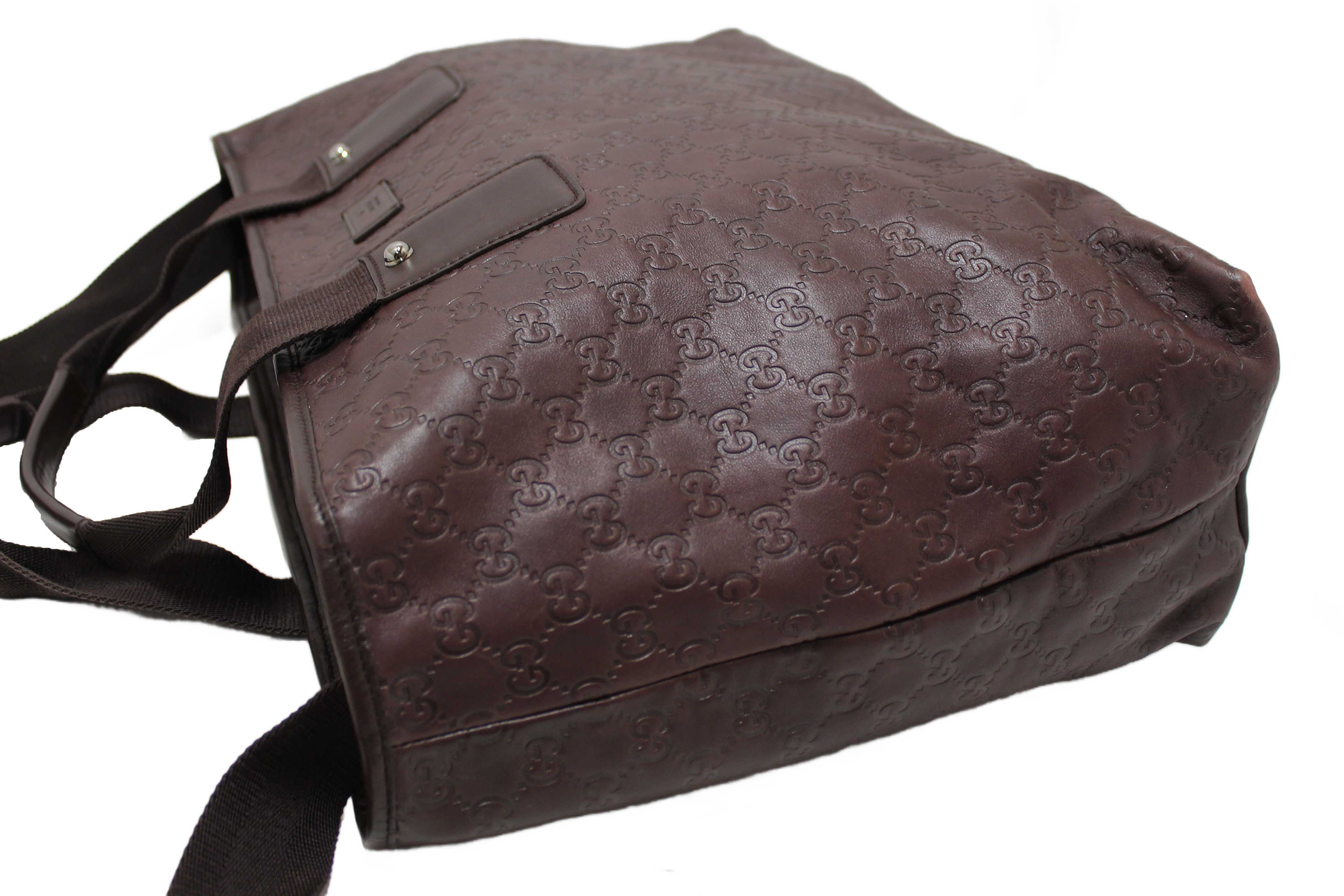 Authentic Gucci Brown GG Guccissima Leather Large Tote Bag 162913