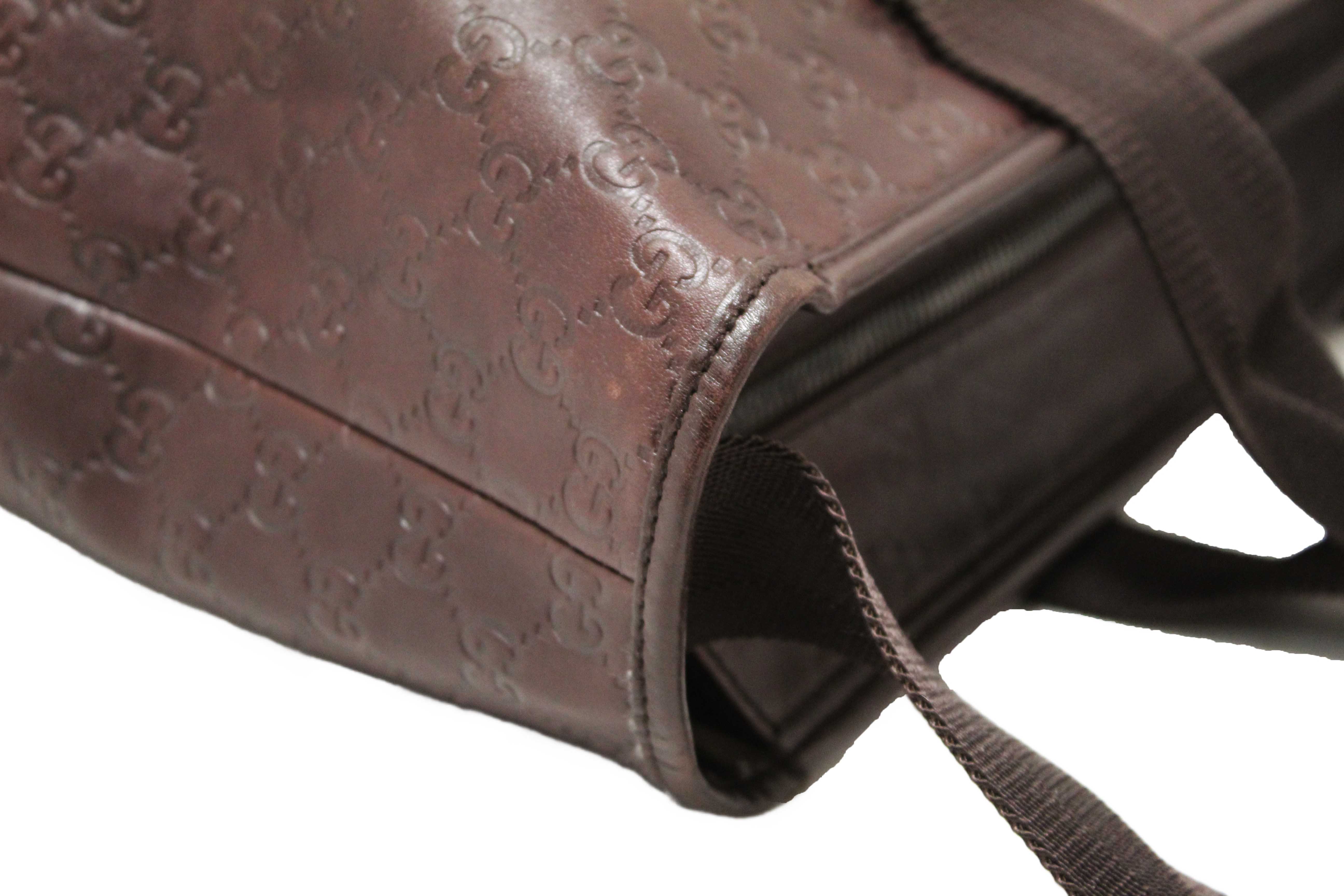 Authentic Gucci Brown GG Guccissima Leather Large Tote Bag 162913