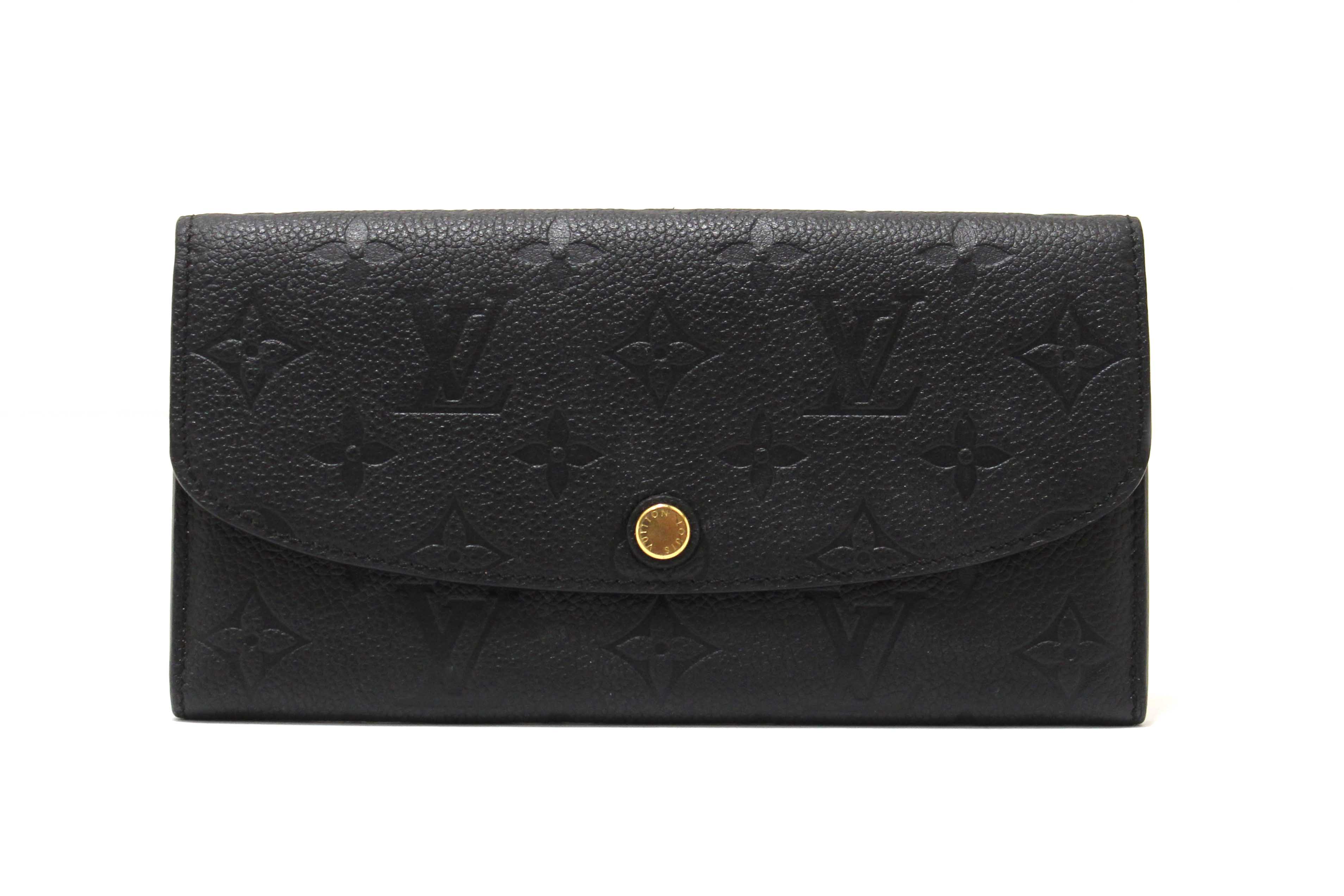 Authentic Louis Vuitton Black Monogram Empreinte Leather Emilie Long Wallet