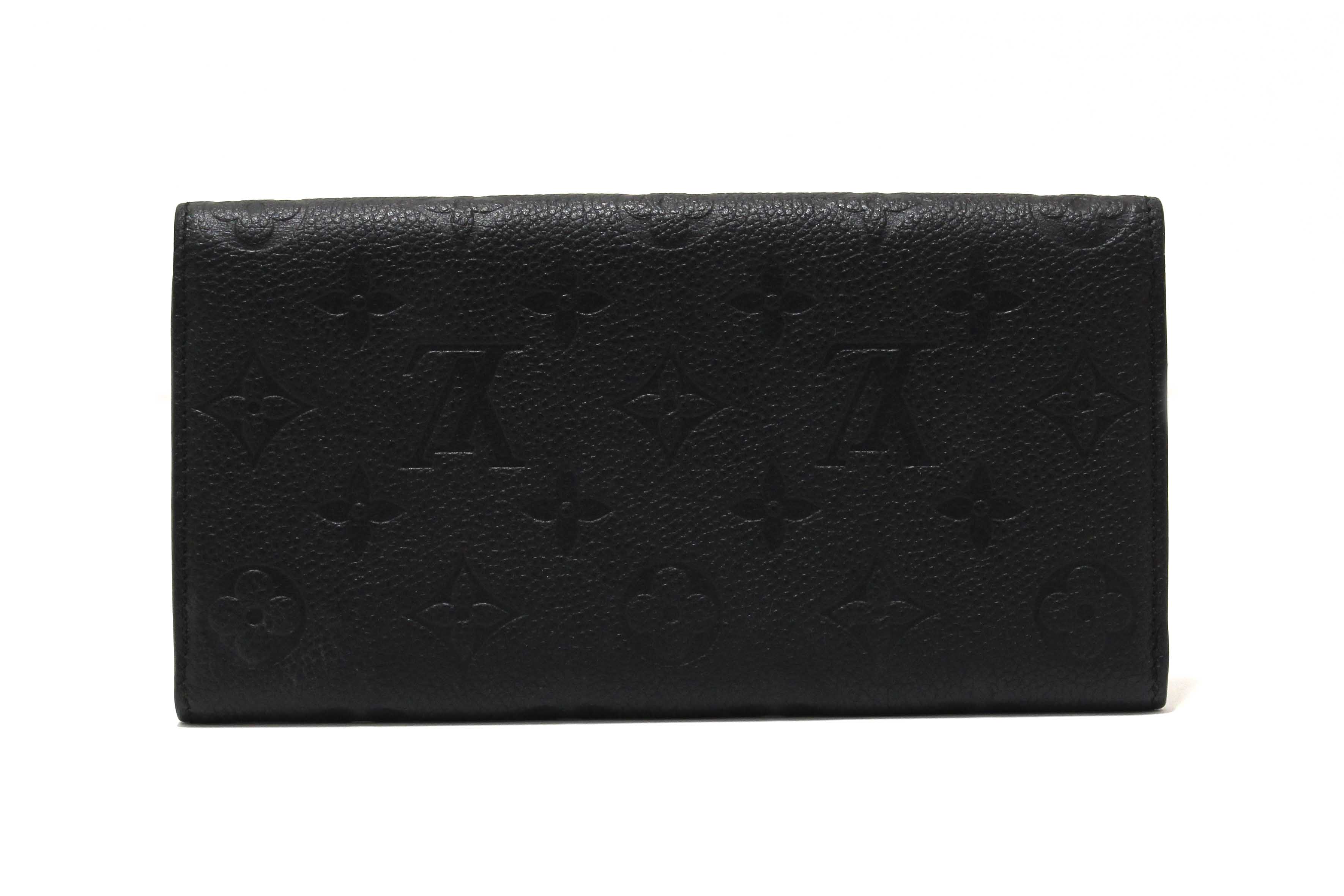 Authentic Louis Vuitton Black Monogram Empreinte Leather Emilie Long Wallet
