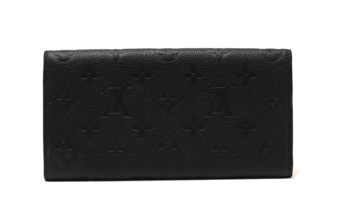 Authentic Louis Vuitton Black Monogram Empreinte Leather Emilie Long Wallet