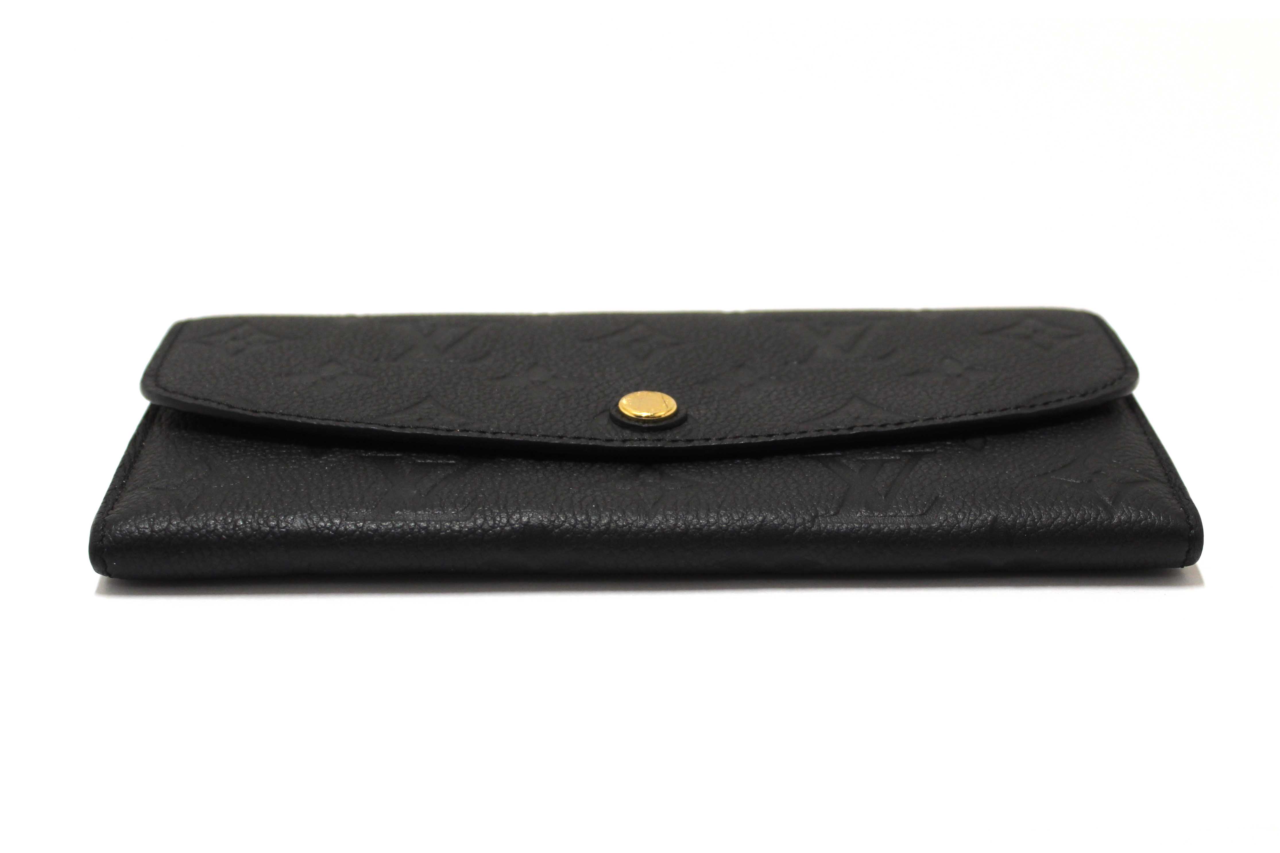 Authentic Louis Vuitton Black Monogram Empreinte Leather Emilie Long Wallet