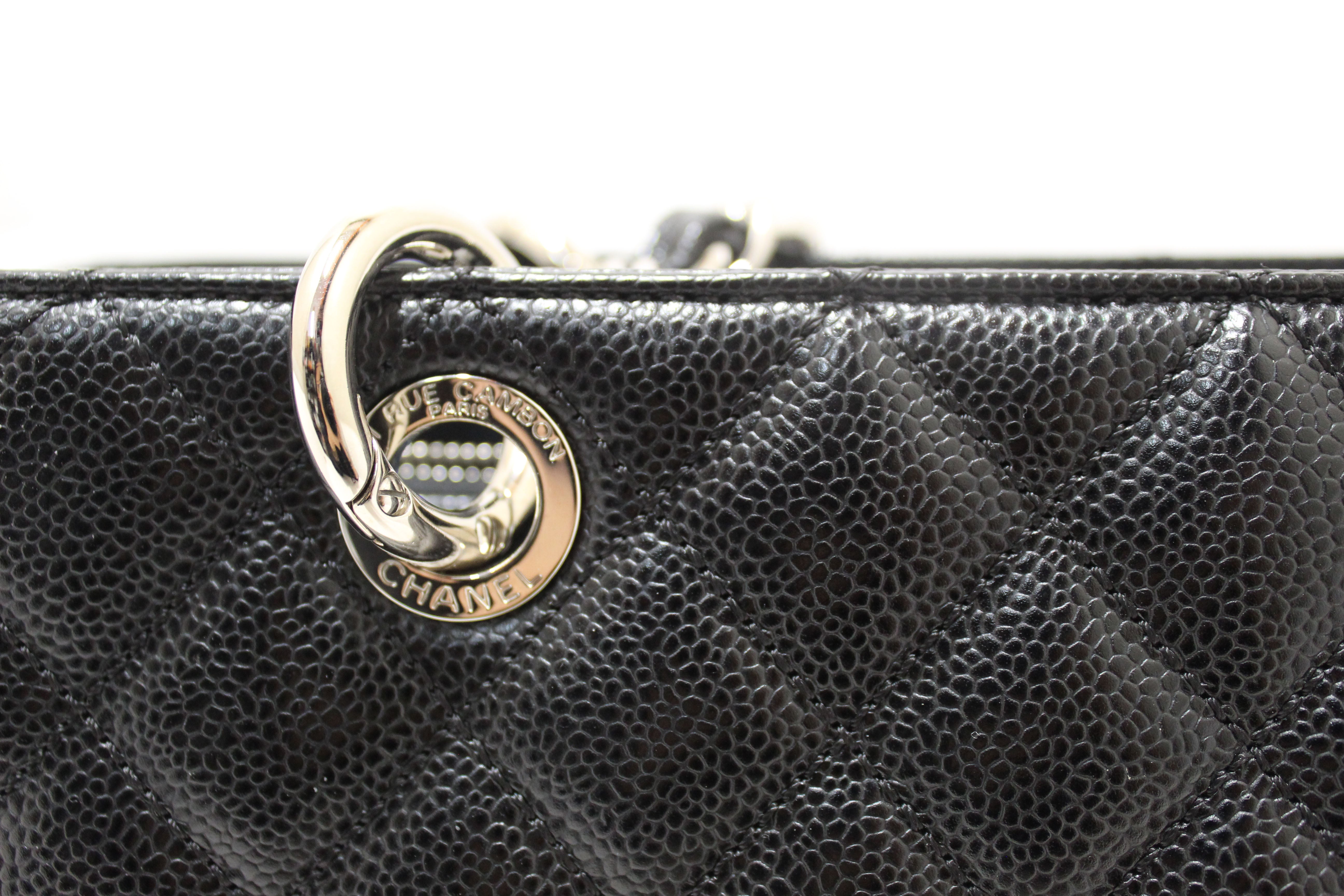 Authentic Chanel Black Quilted Caviar Leather Grand Shopper Tote Shoulder Bag