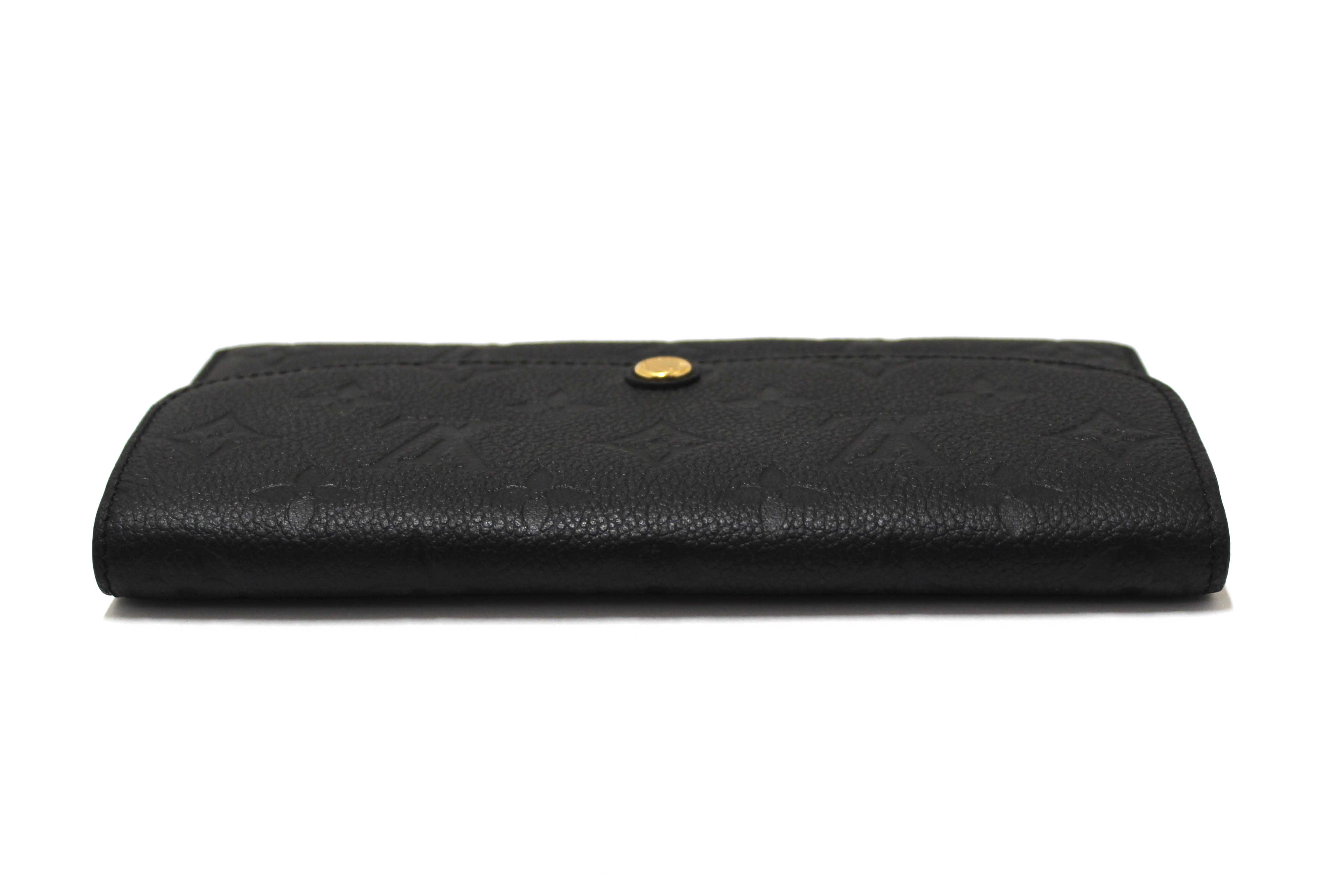 Authentic Louis Vuitton Black Monogram Empreinte Leather Emilie Long Wallet